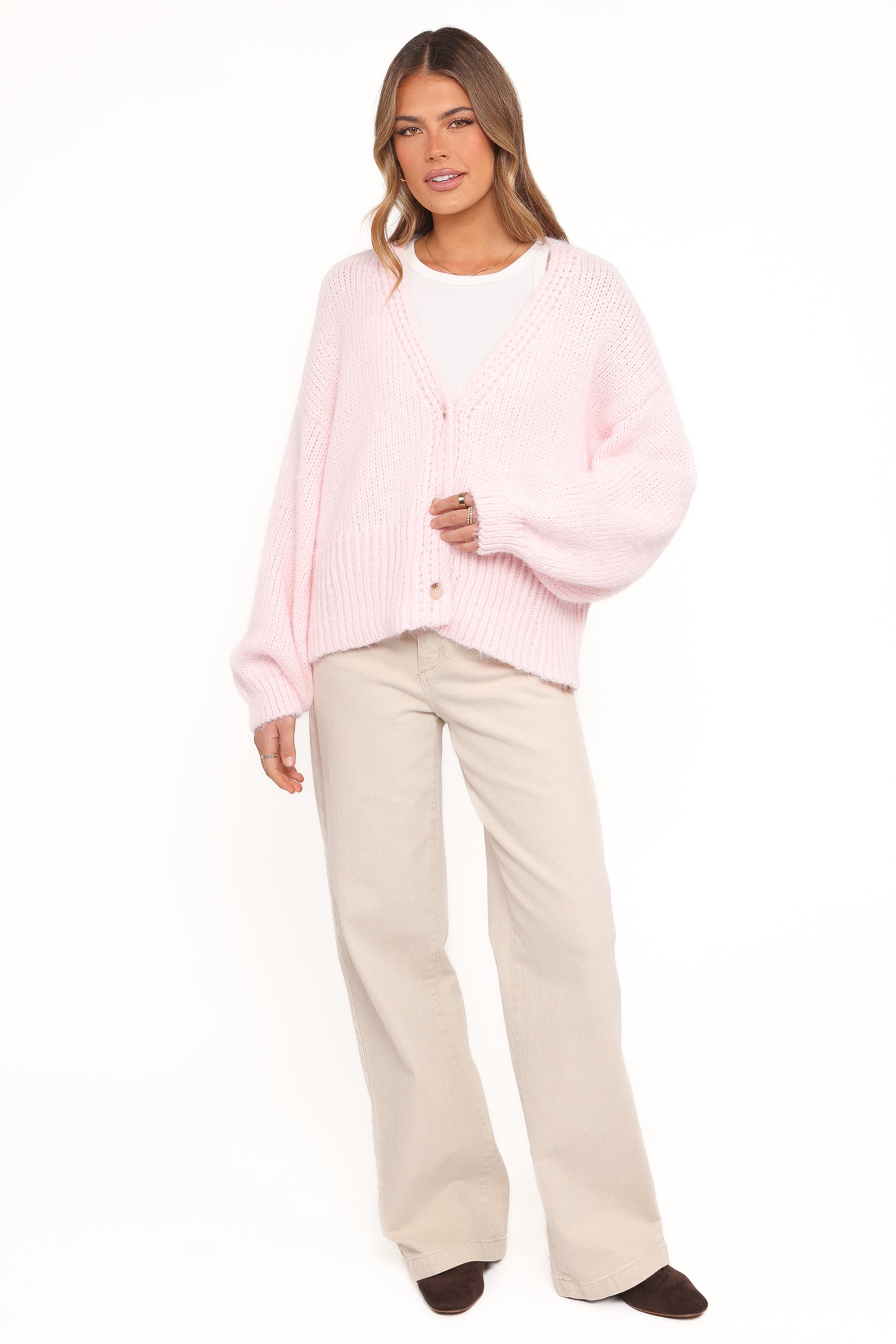Selina Wide Sleeve Cardigan - Pale Pink