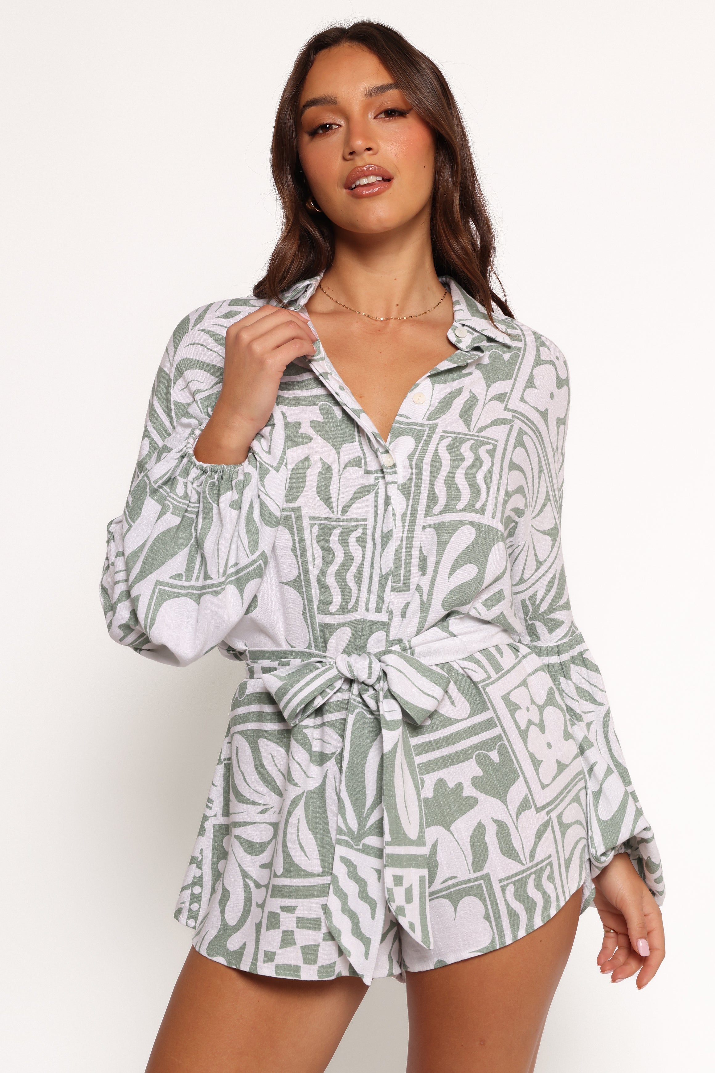 Tansy Romper - Sage Print