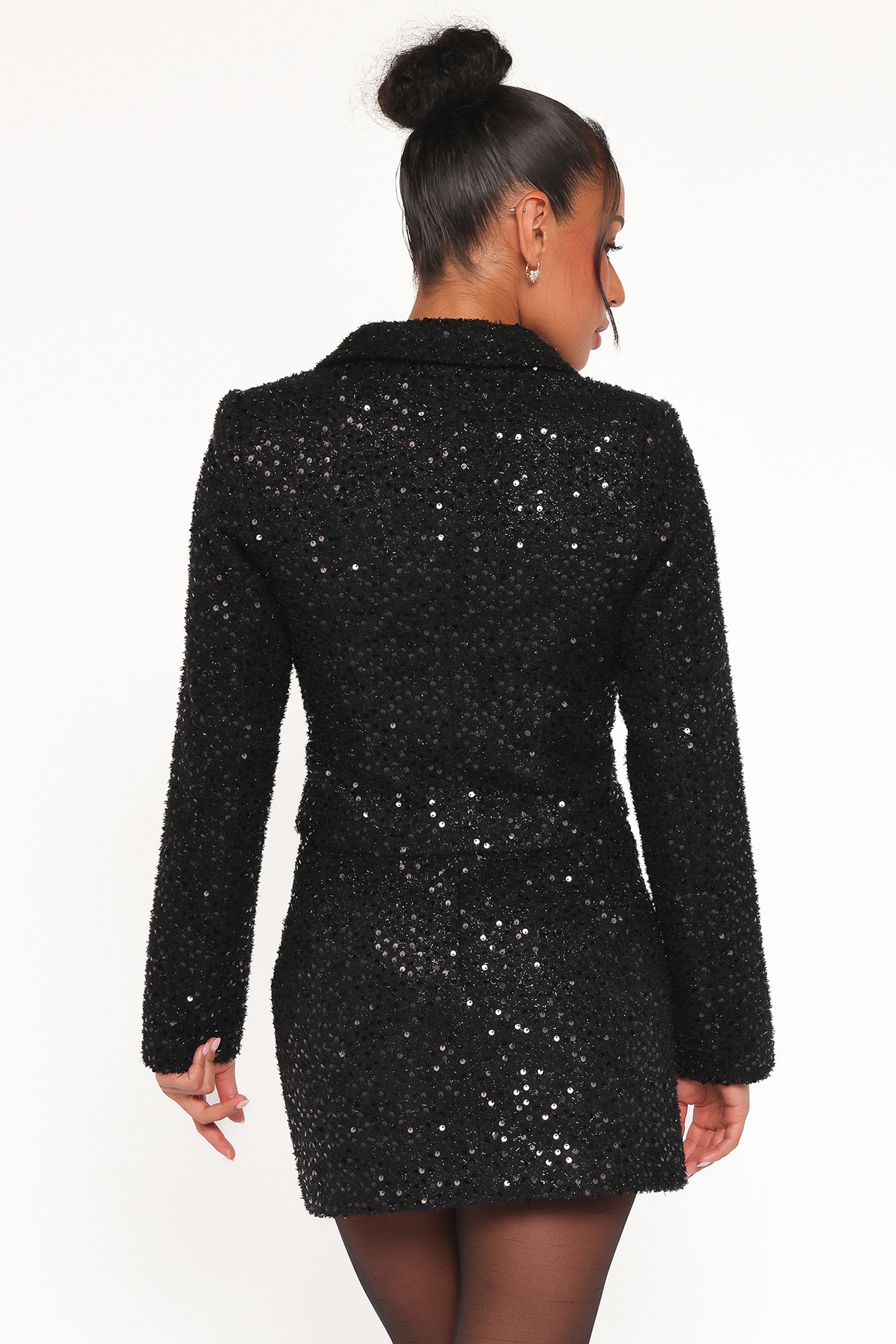 Valentina Cropped Blazer - Black Sequin