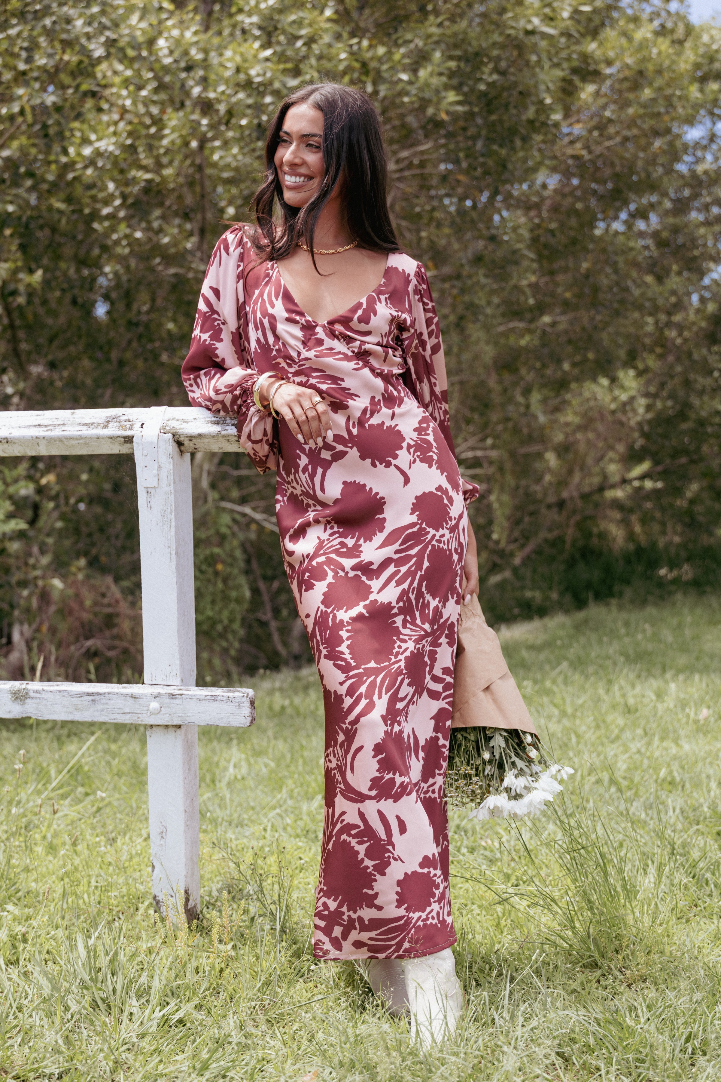 Varly Long Sleeve Dress - Pale Burgundy