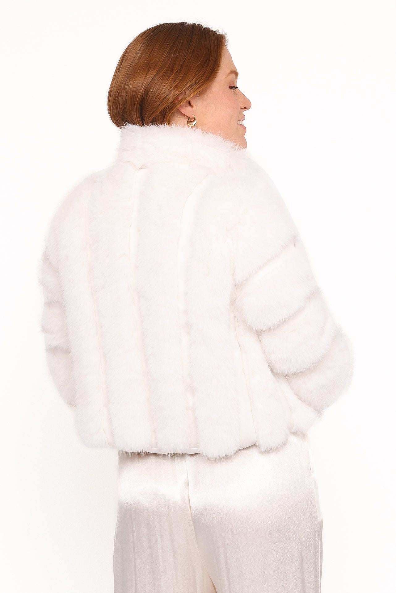 Velma Channel Faux Fur Jacket - Cream