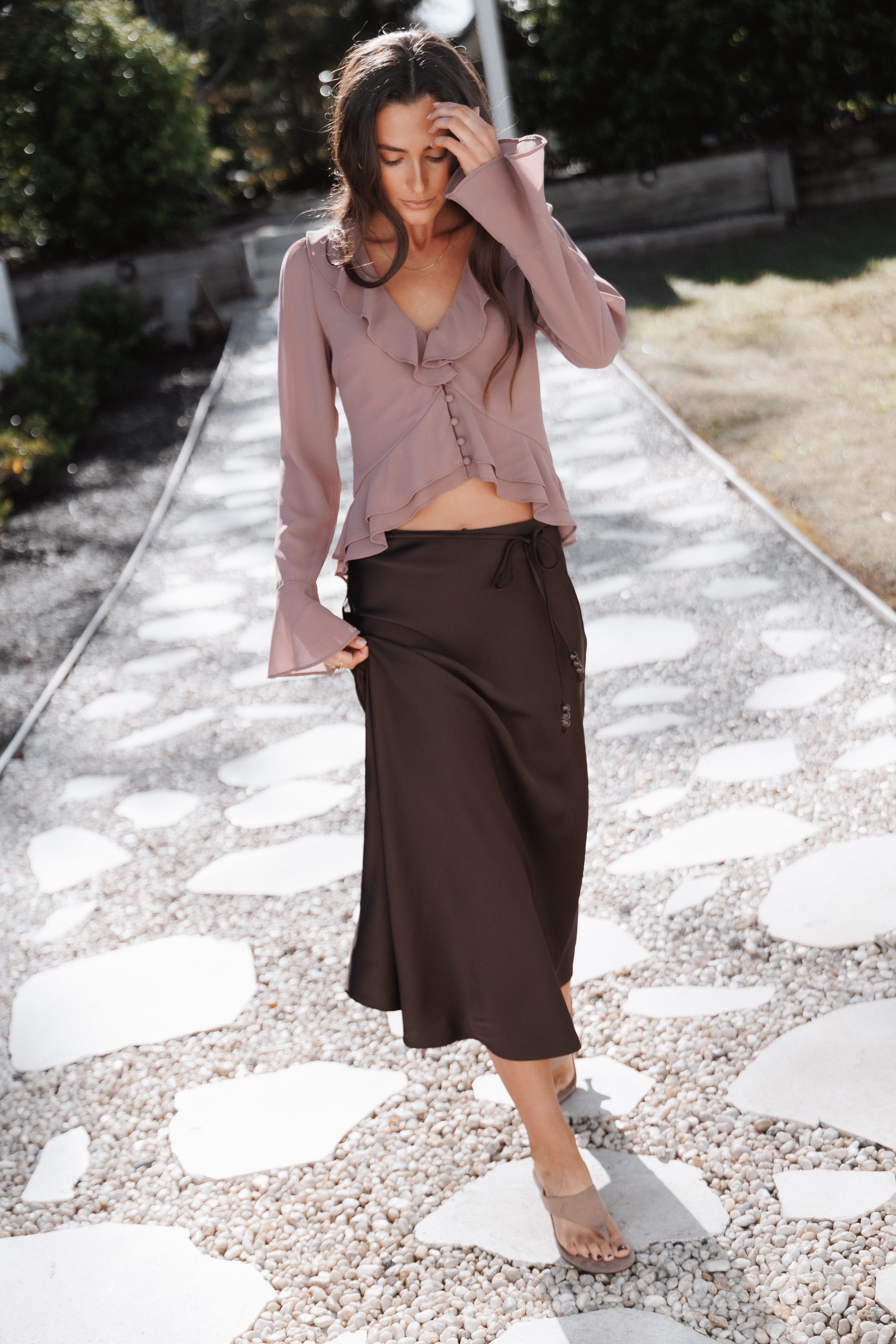 Vilma Ruffle Top - Mauve