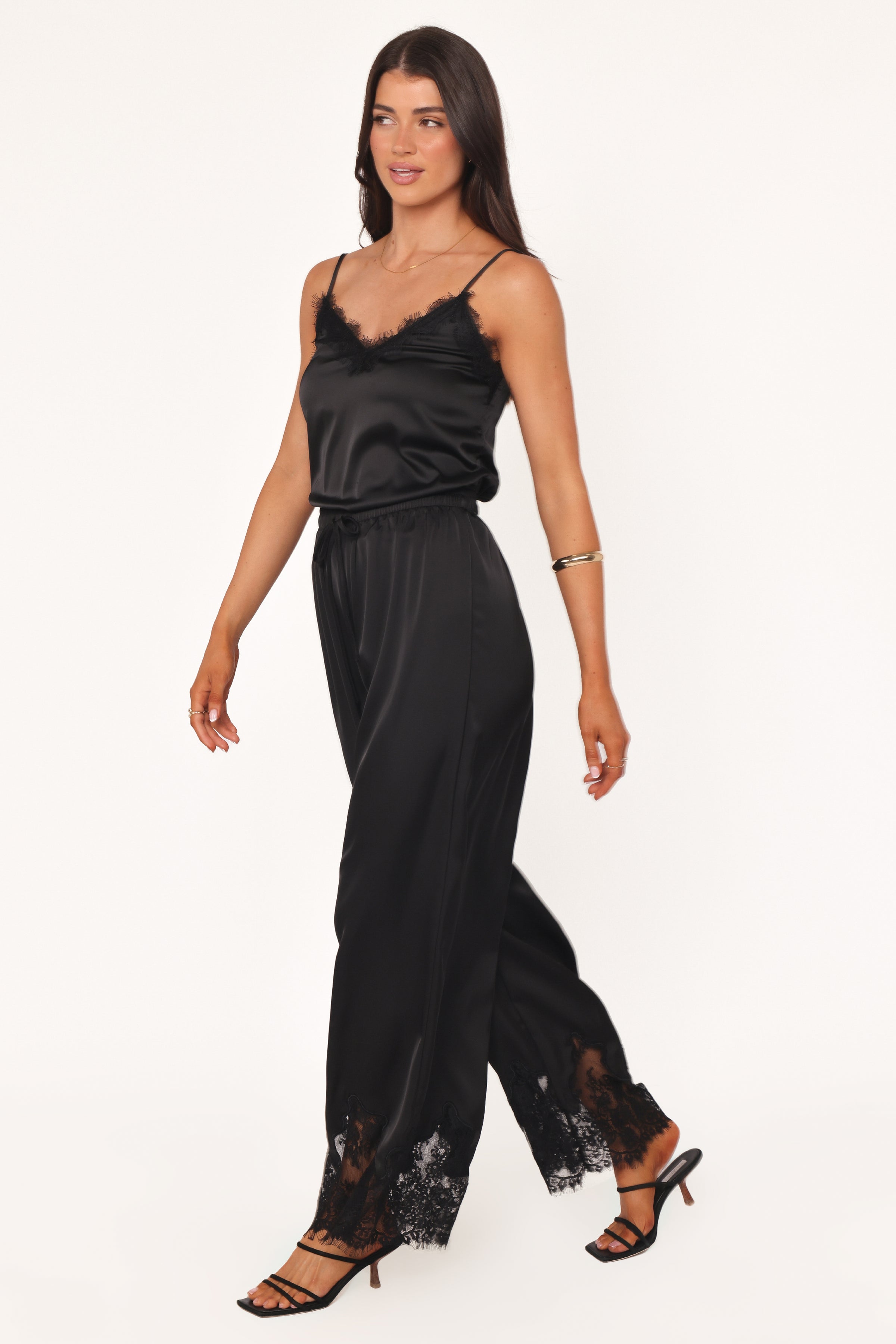 Viola Drawstring Wide Leg Pant - Black