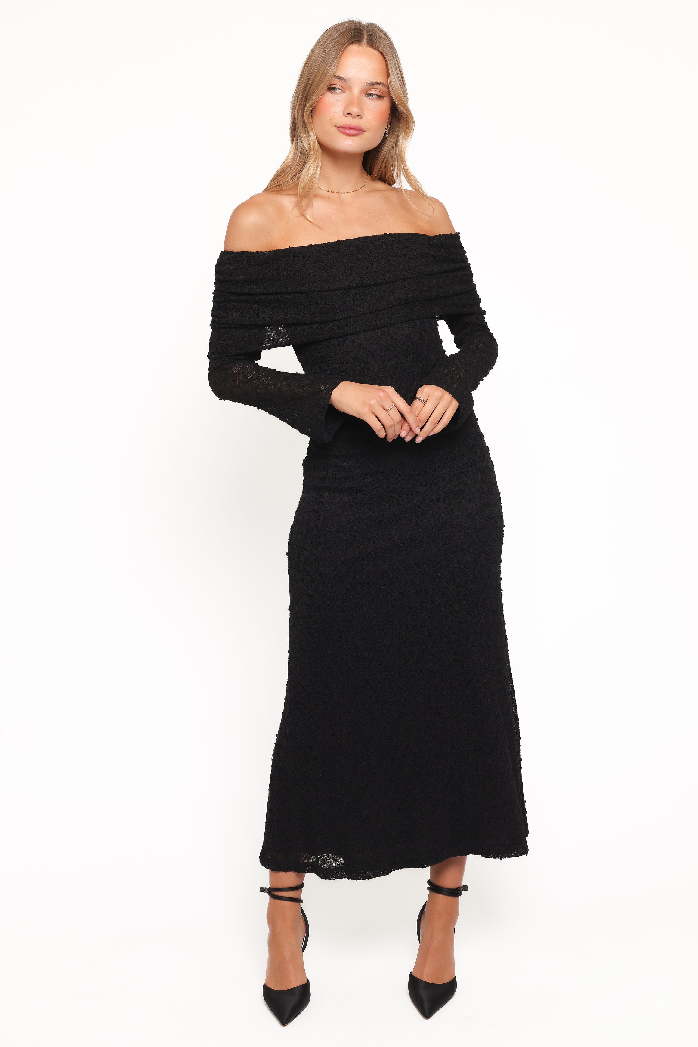 Wilma Off Shoulder Dress - Black