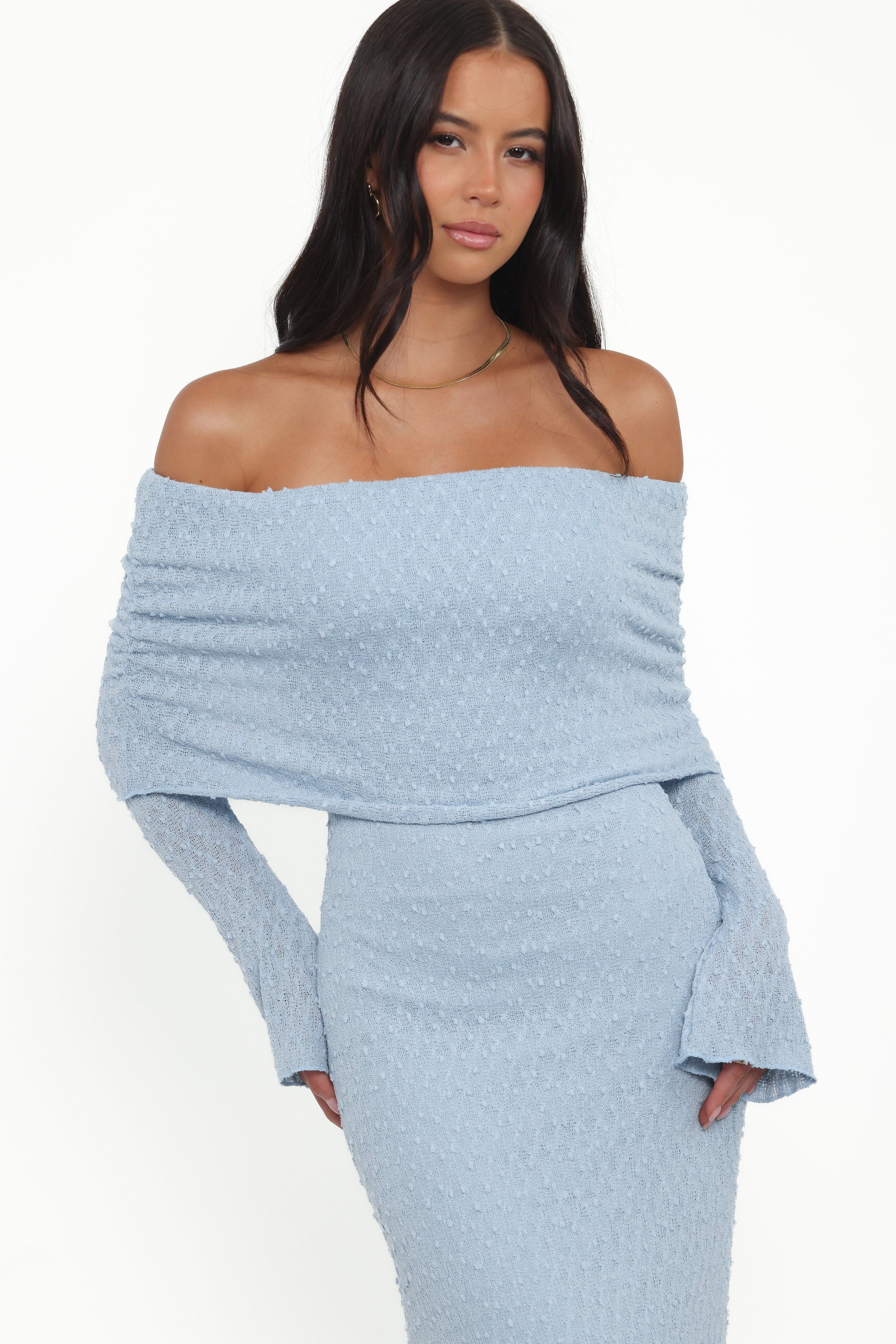 Wilma Off Shoulder Dress - Blue