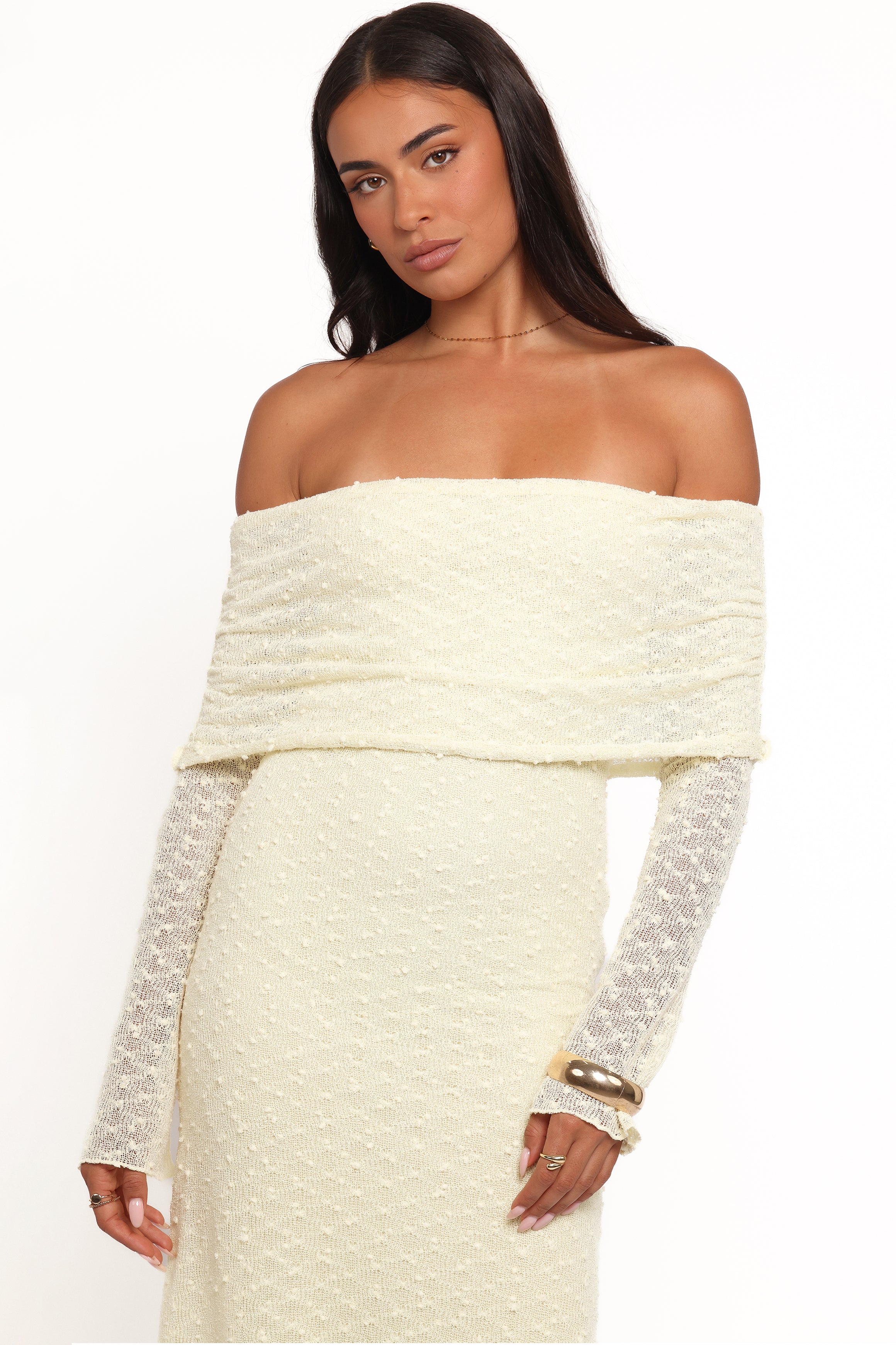 Wilma Off Shoulder Dress - Butter Yellow