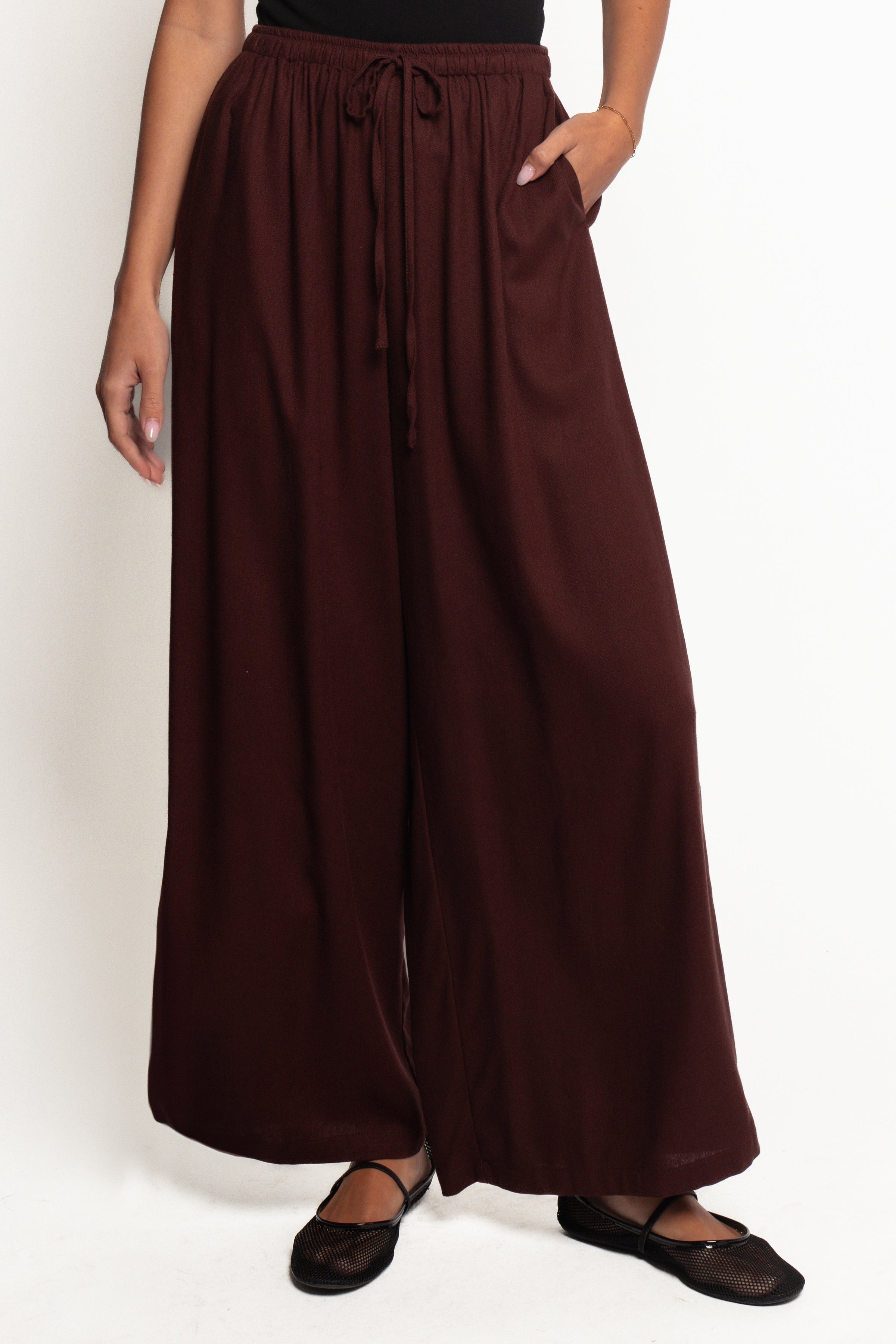 Zane Tie Waist Pant - Chocolate