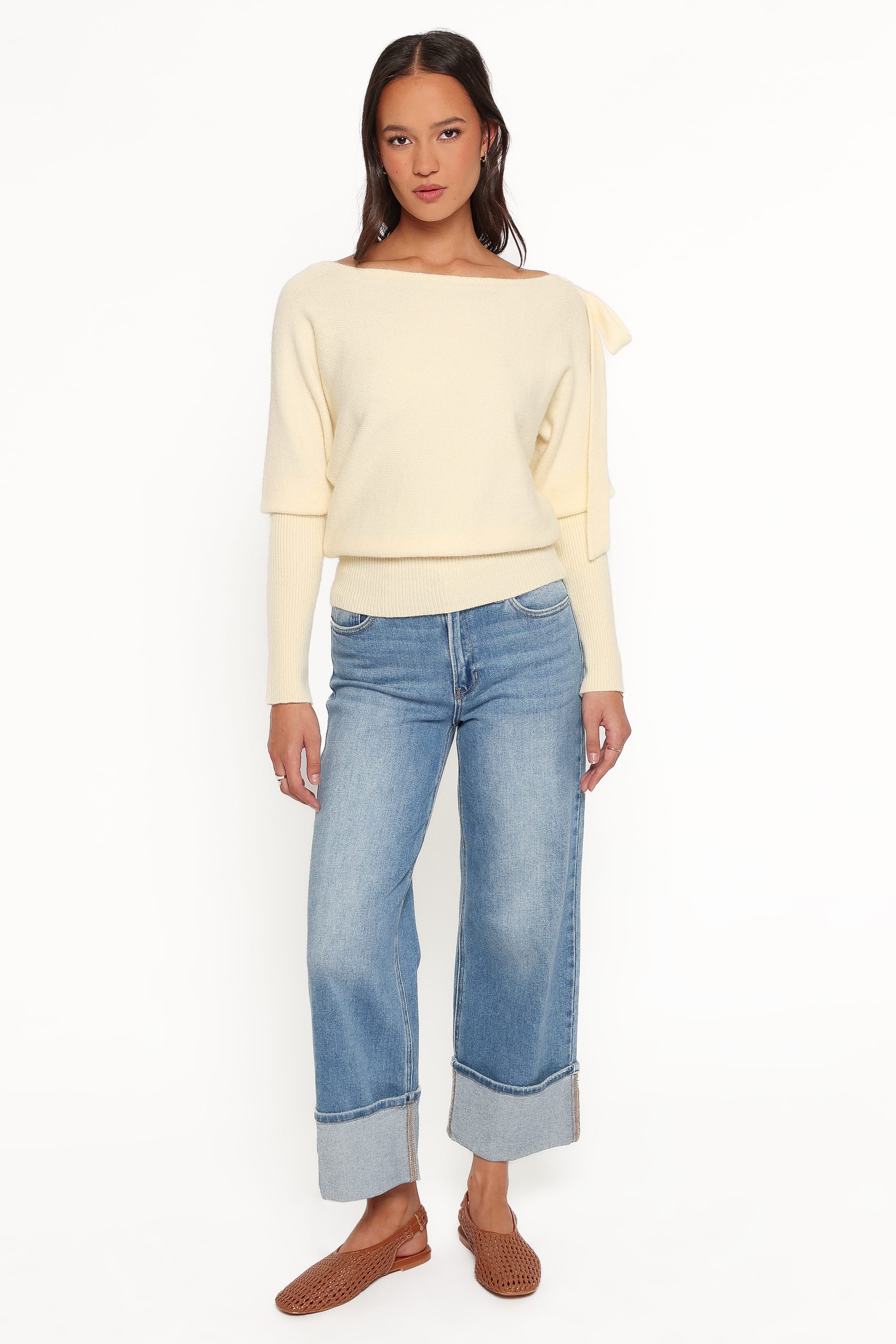 Zeli Off Shoulder Sweater - Lemon Yellow