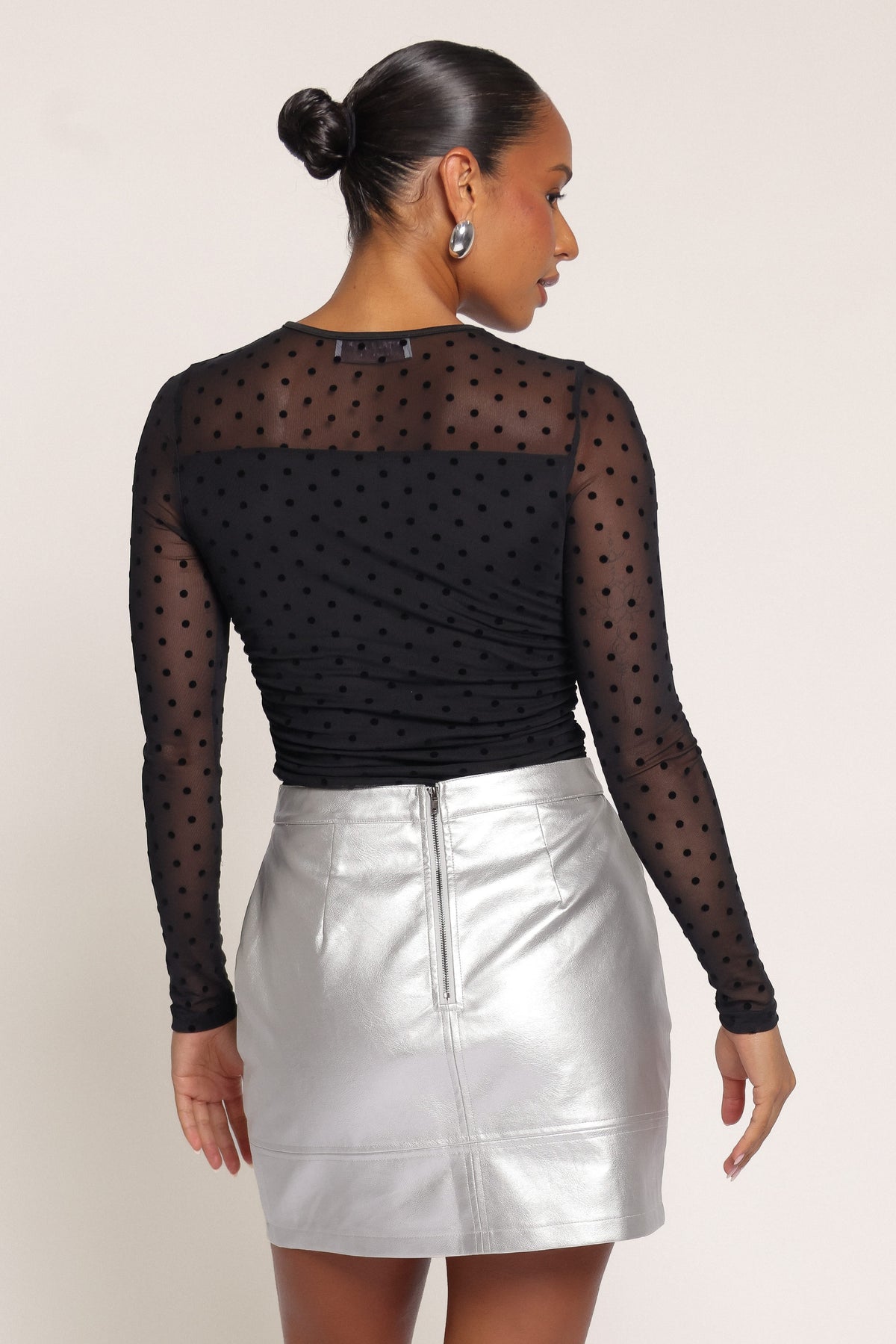 BOTTOMS Carly Faux Leather Mini Skirt - Silver Metallic