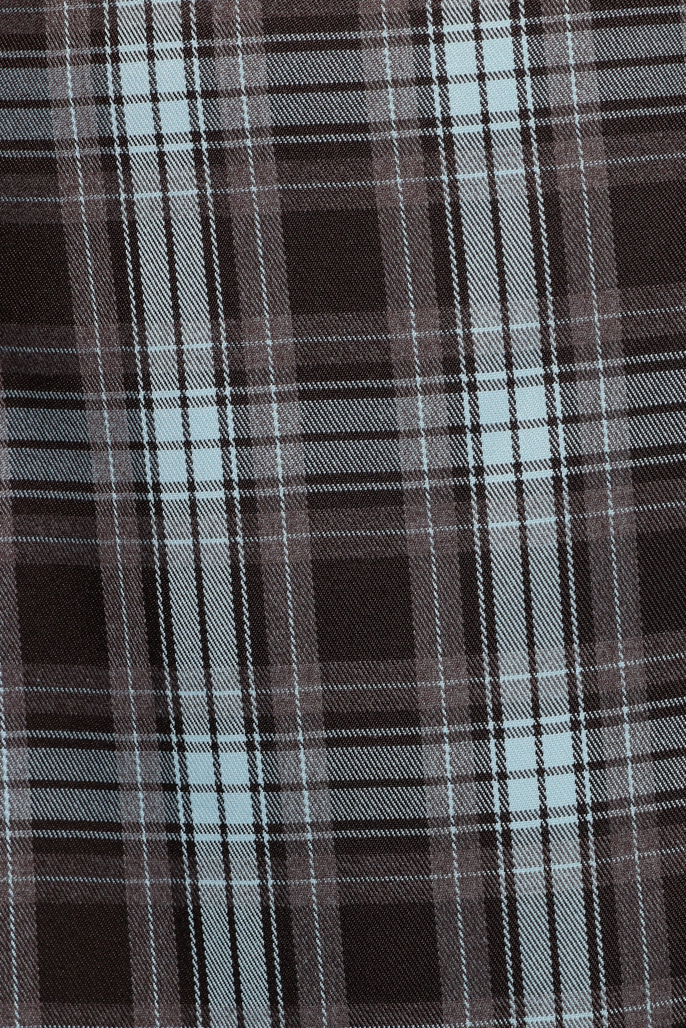 BOTTOMS Kelly Faux Wrap Mini Skirt - Choc/Blue Plaid