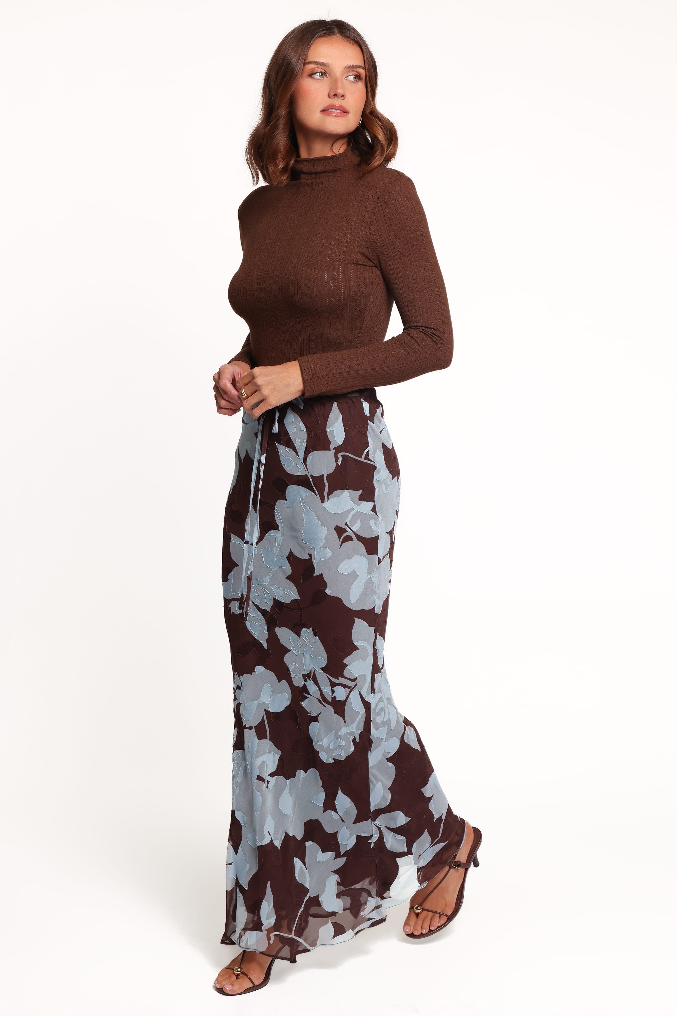 BOTTOMS Marissa Maxi Skirt - Blue Floral Burnout