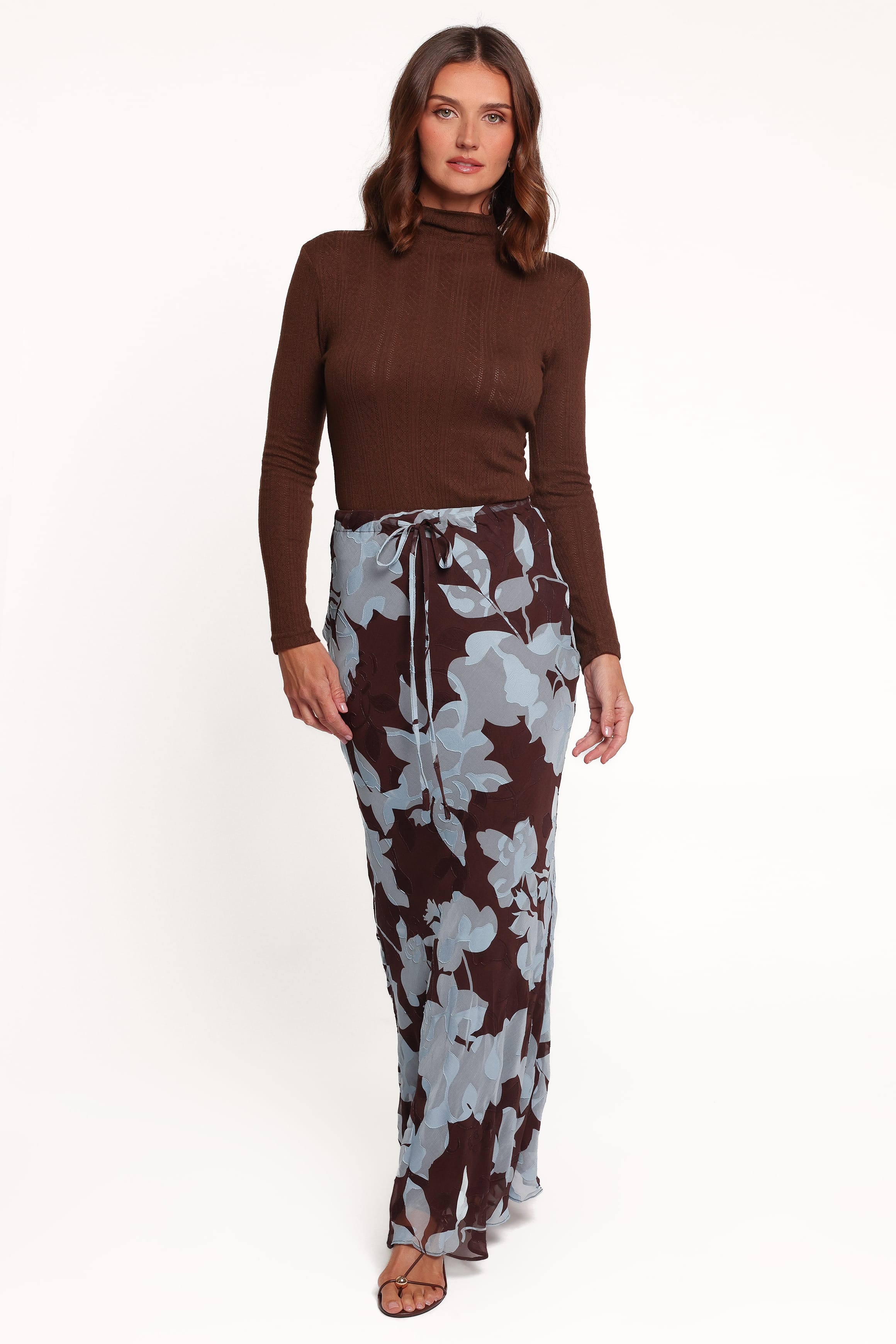 BOTTOMS Marissa Maxi Skirt - Blue Floral Burnout
