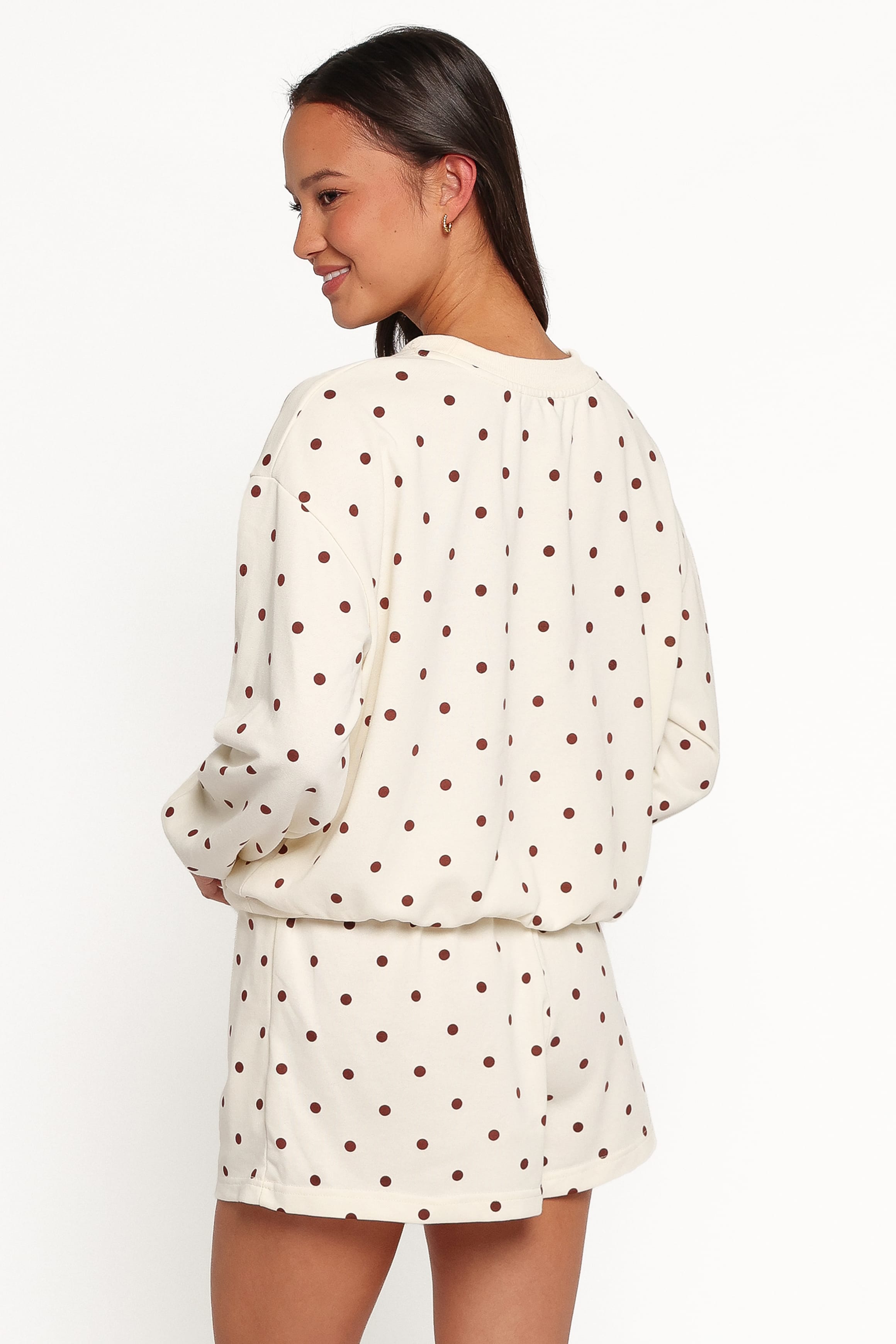 BOTTOMS Novie Sweat Shorts - Brown Polka Dot
