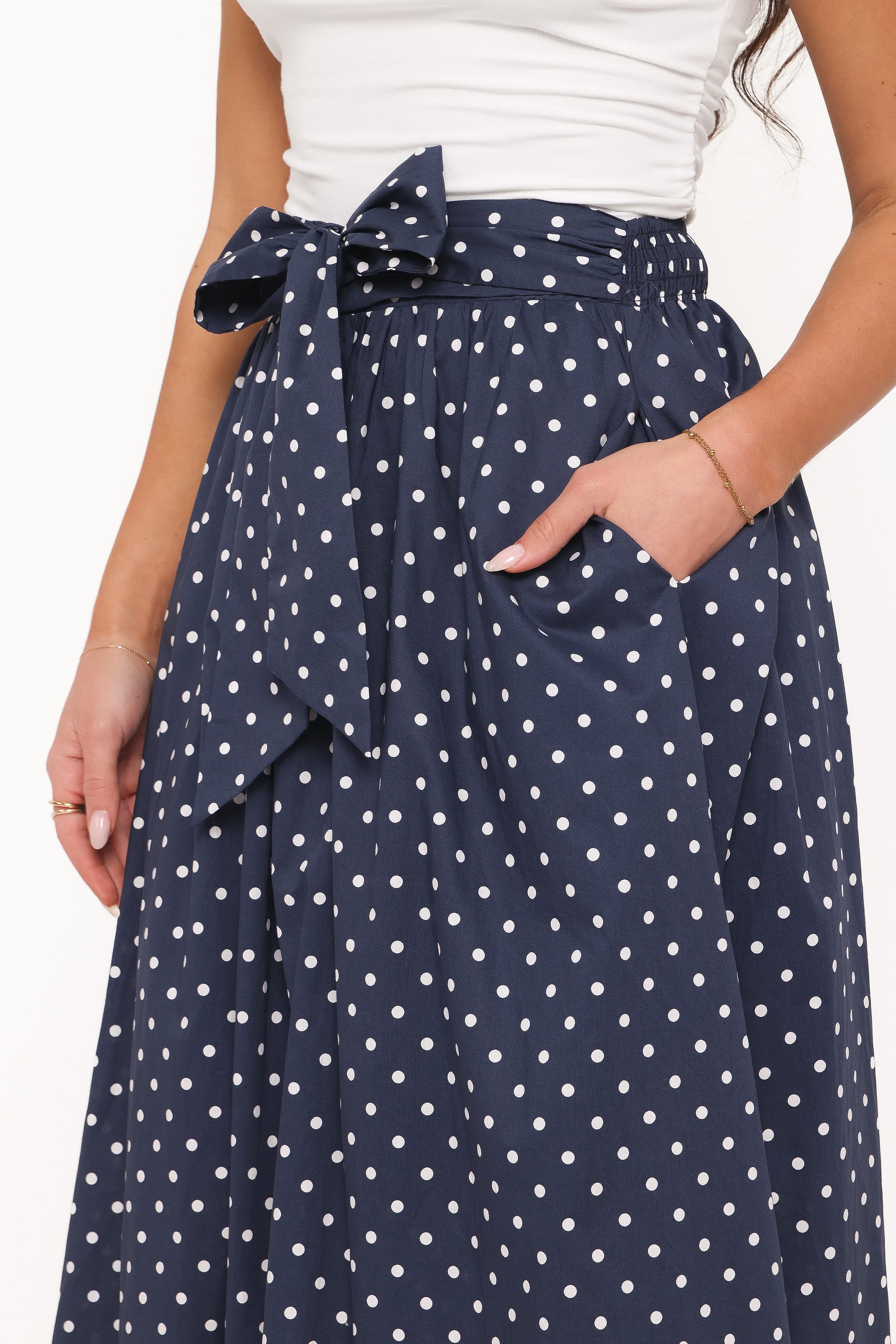 BOTTOMS Paula Tie Waist Maxi Skirt - Navy