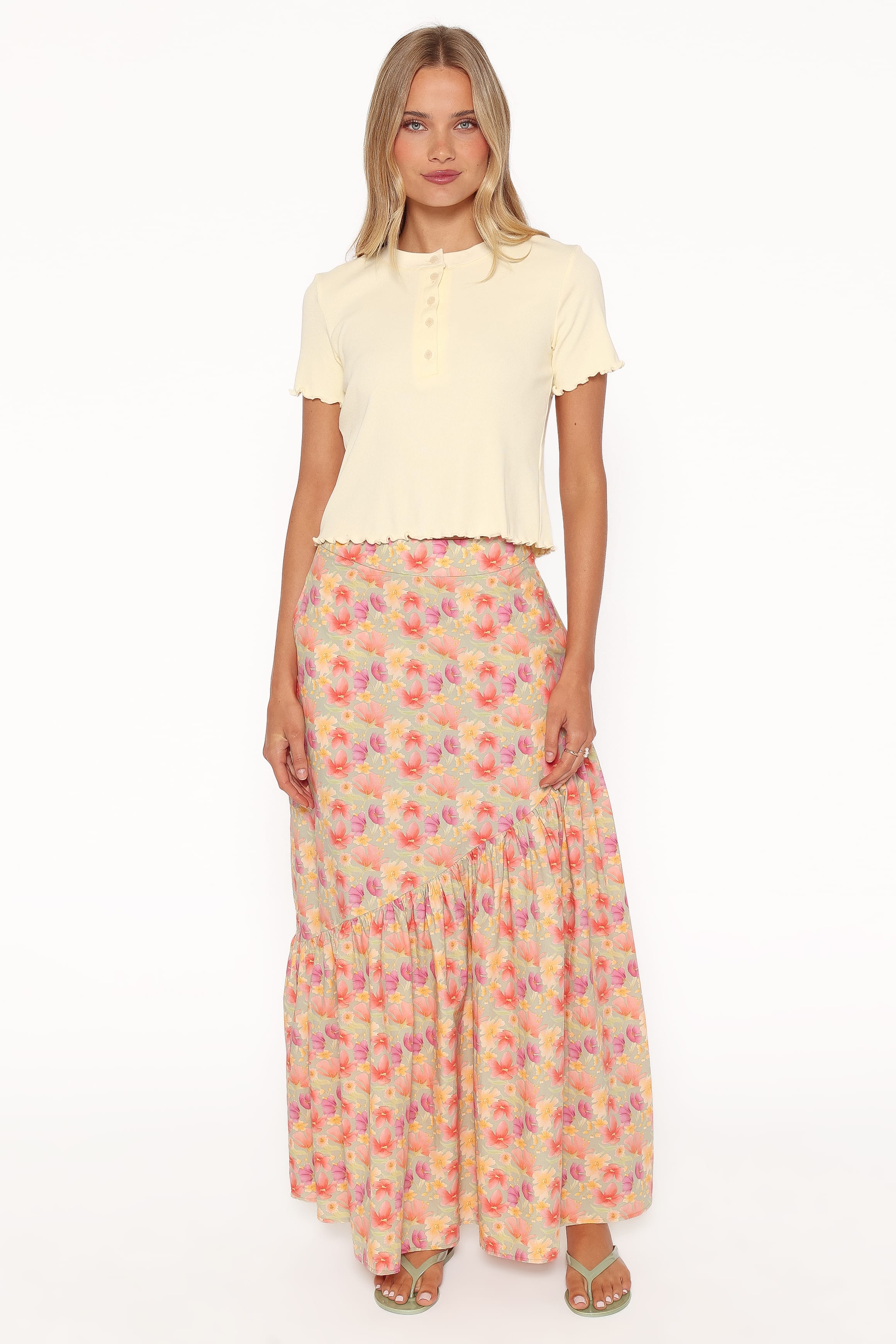 BOTTOMS Shelbie Maxi Skirt - Sage Wildflower