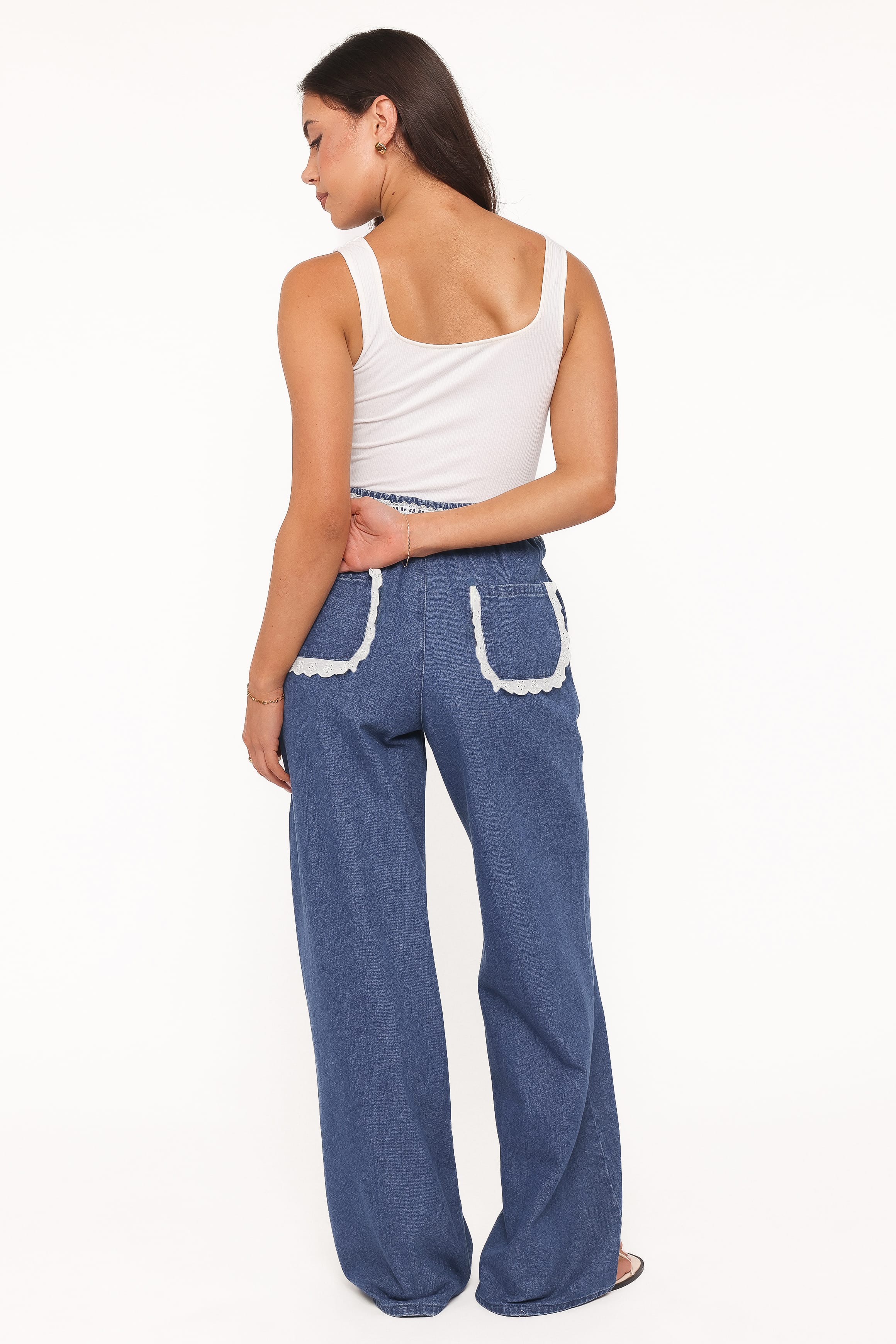 BOTTOMS Siun Wide Leg Denim Joggers - Medium Wash