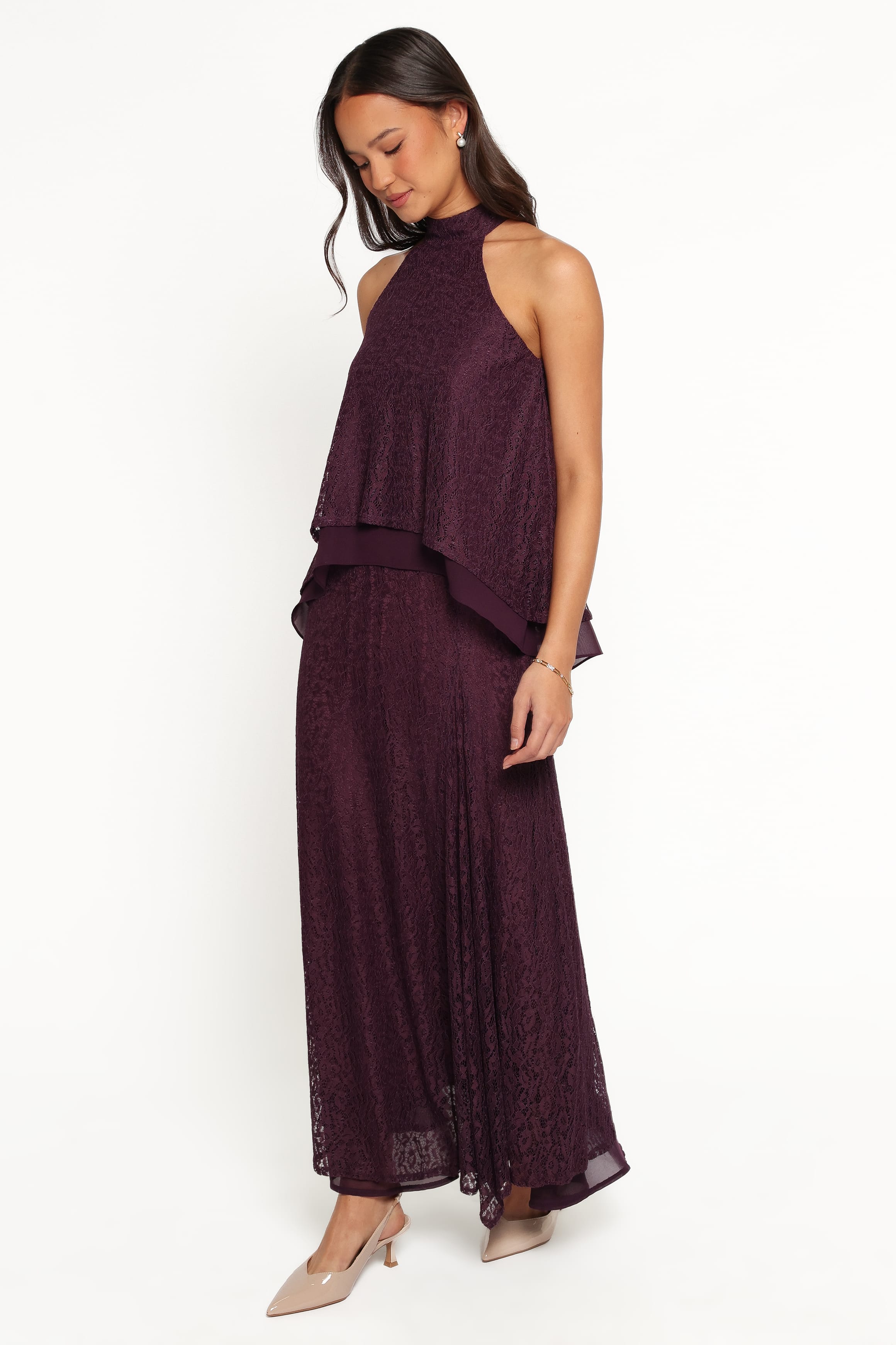 BOTTOMS Tracy Maxi Skirt - Plum Lace