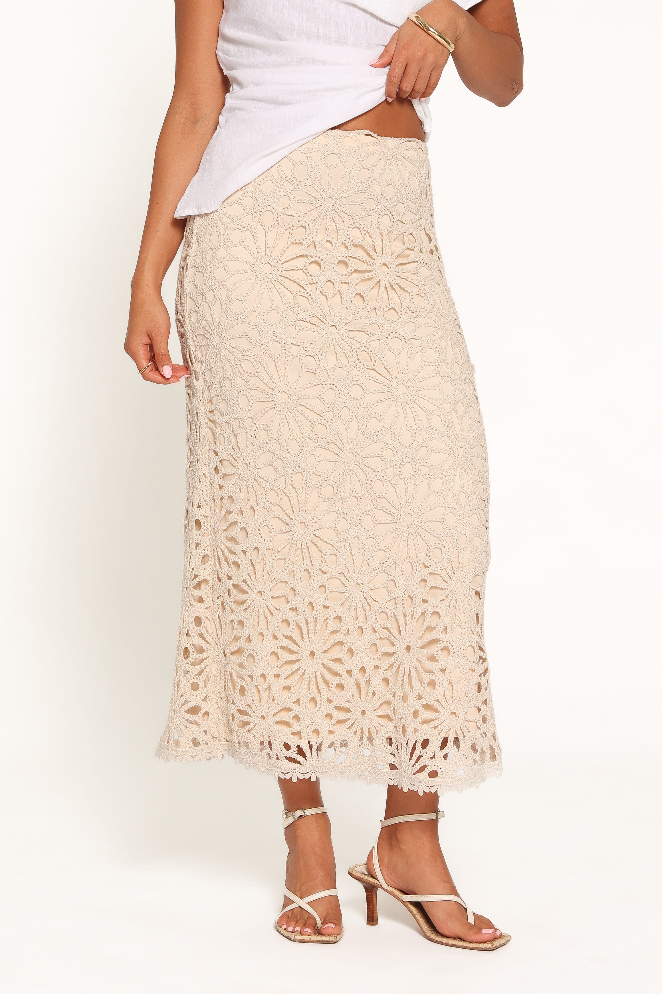 BOTTOMS Vesela Crochet Maxi Skirt - Natural