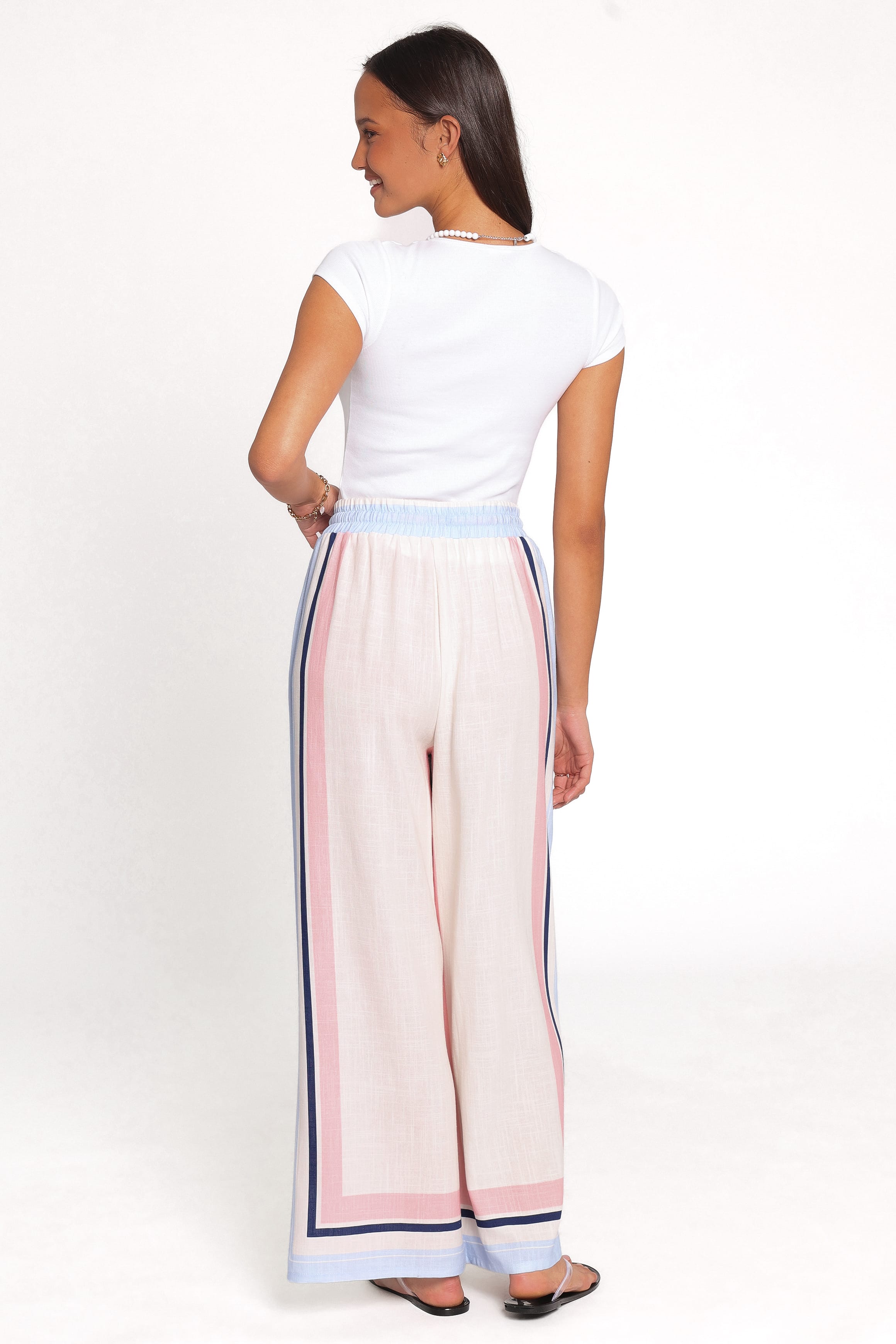 BOTTOMS Zalia Wide Leg Pants - Pink/Blue Stripe