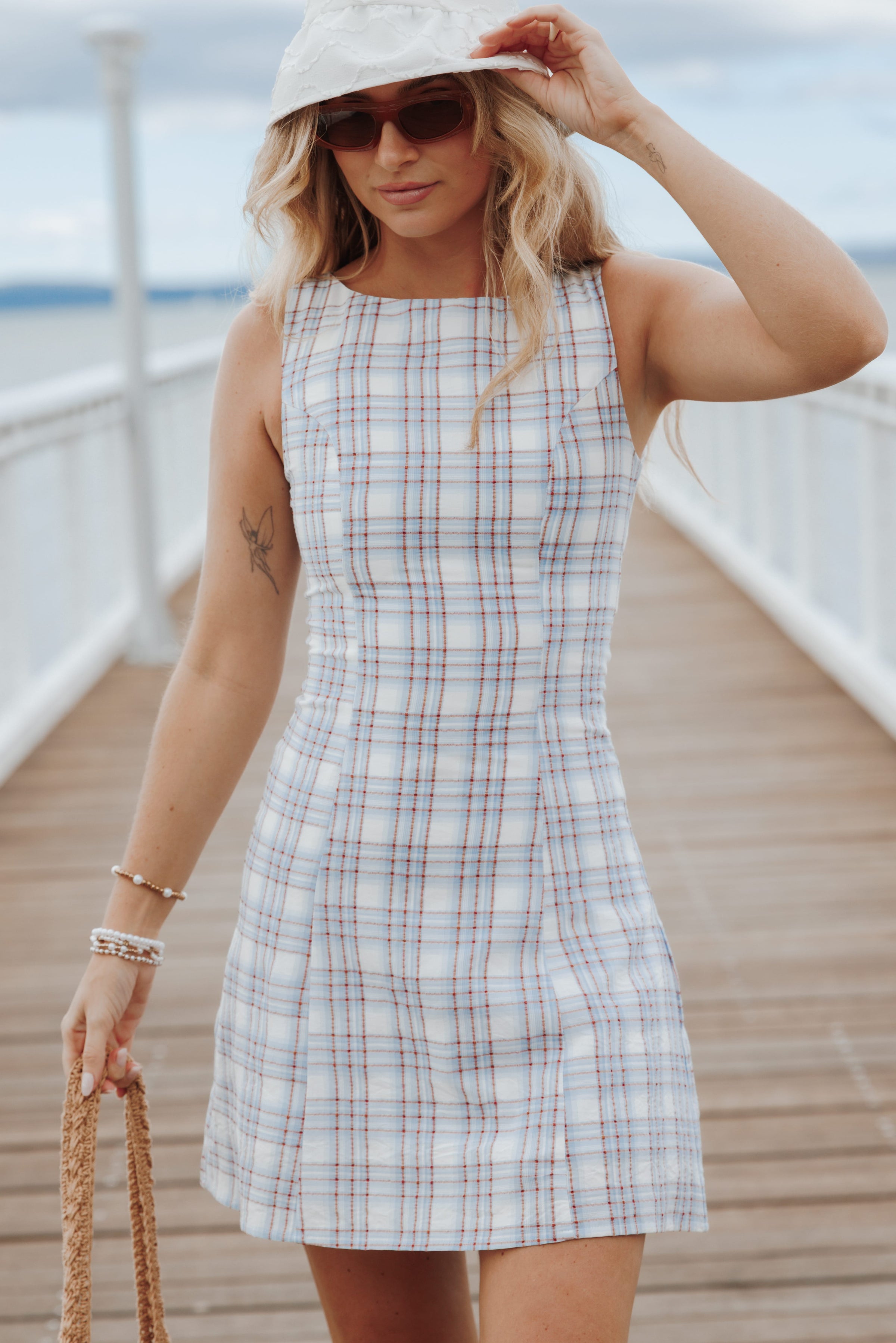 DRESSES Circe Mini Dress - Light Blue Plaid