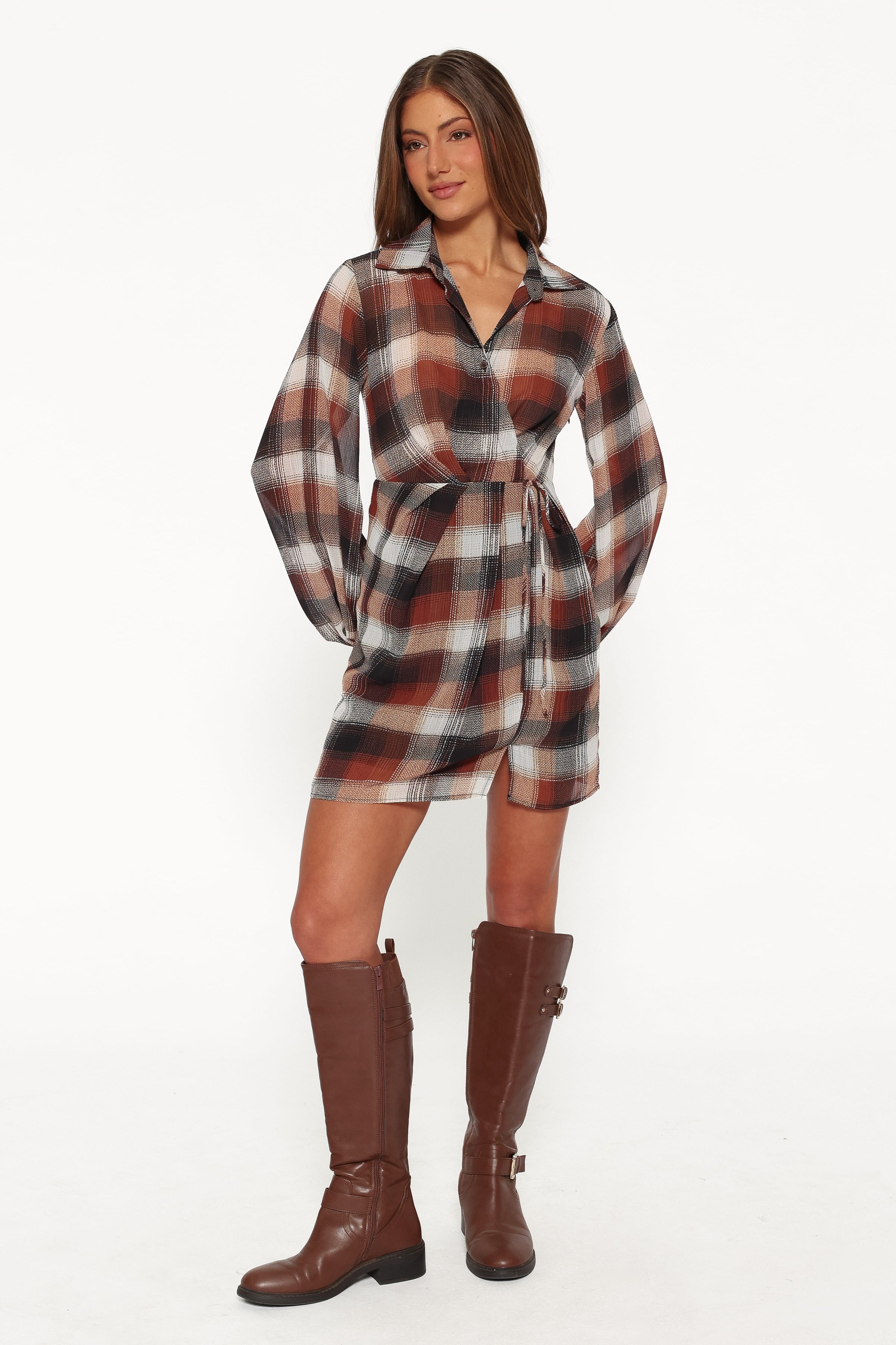 DRESSES Eadie Long Sleeve Mini Dress - Plaid