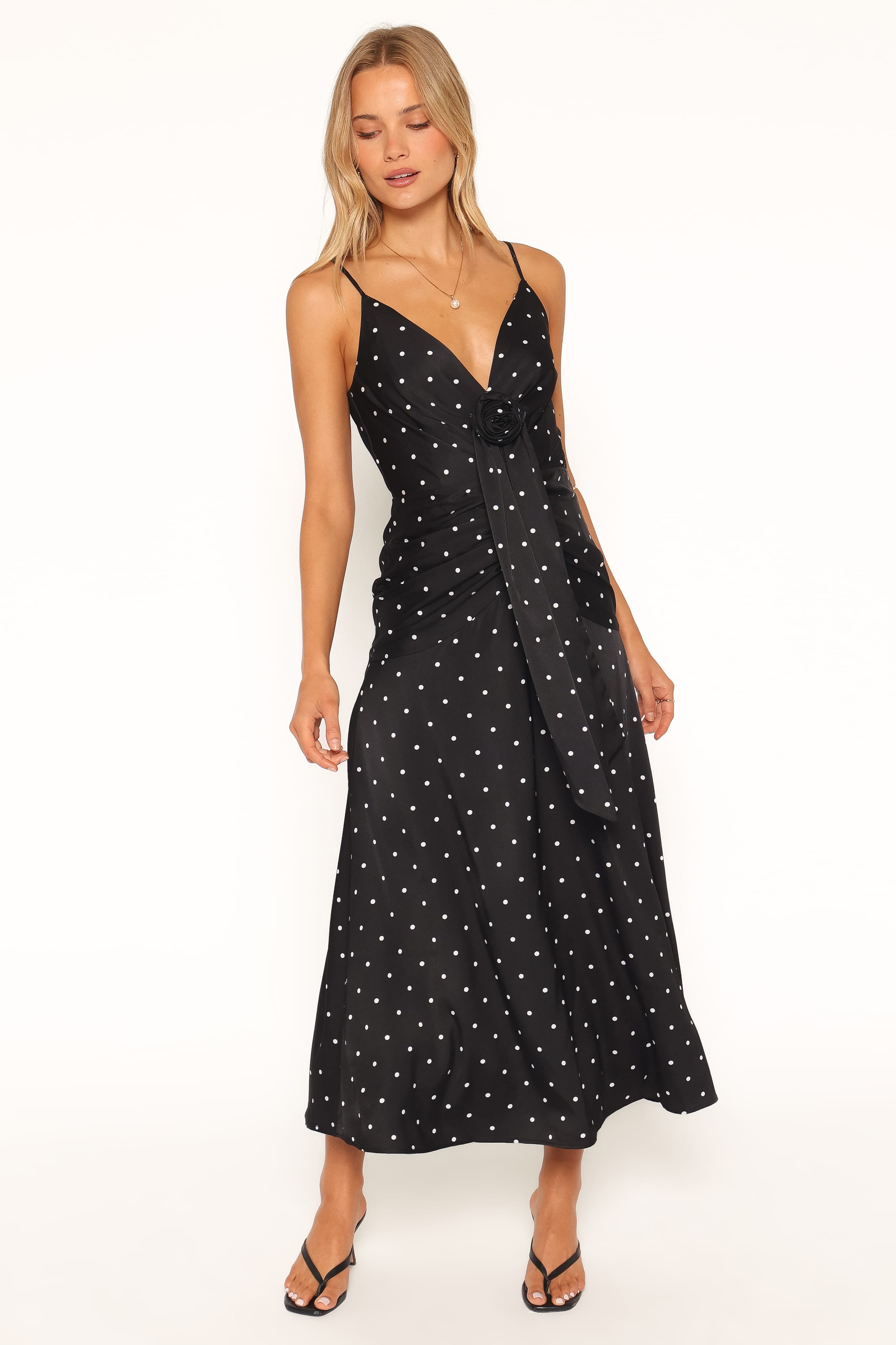 DRESSES Eluna Midi Dress - Black/Cream Polka Dot