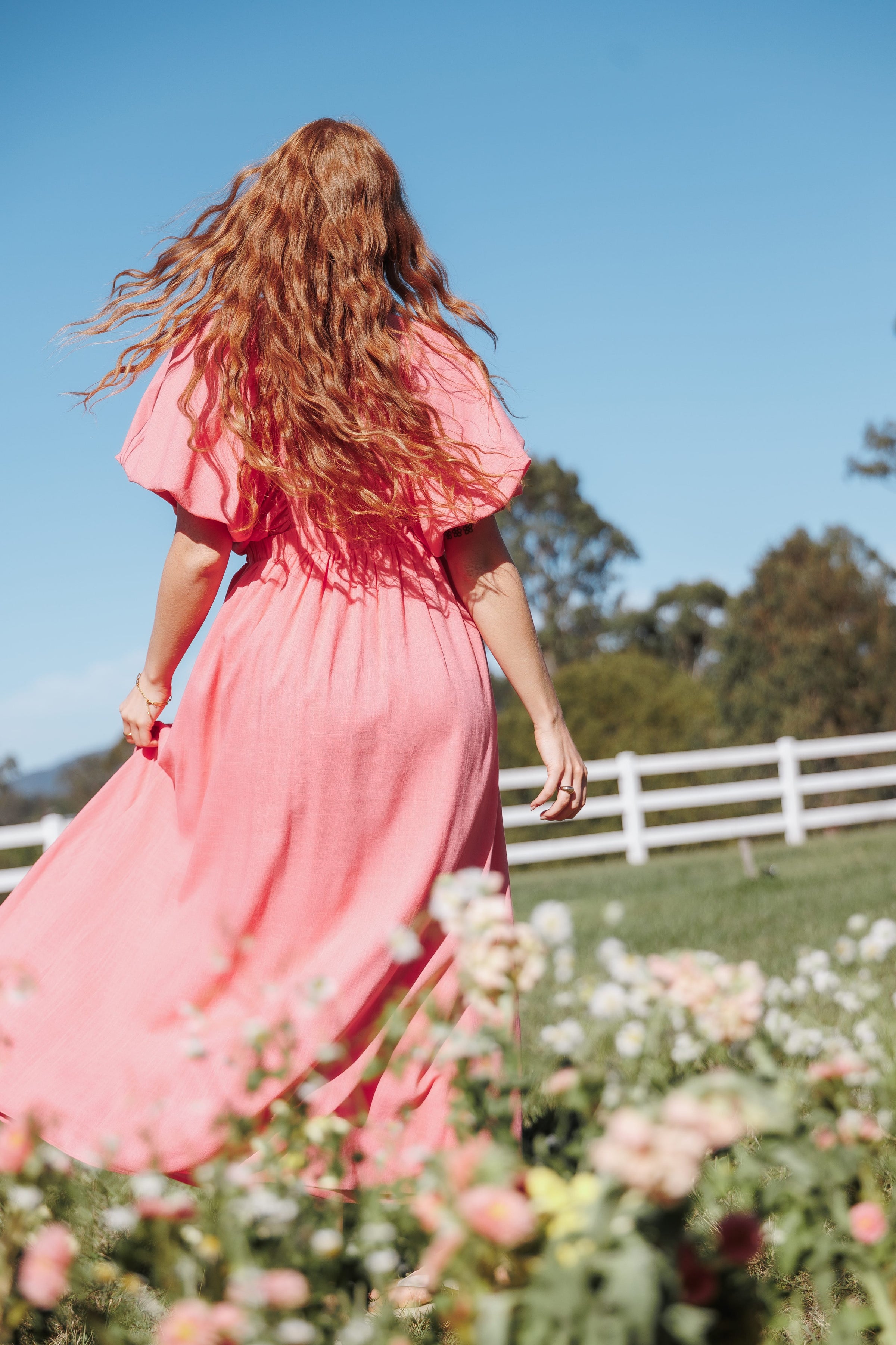 DRESSES Gianna Puff Sleeve Maxi Dress - Pink