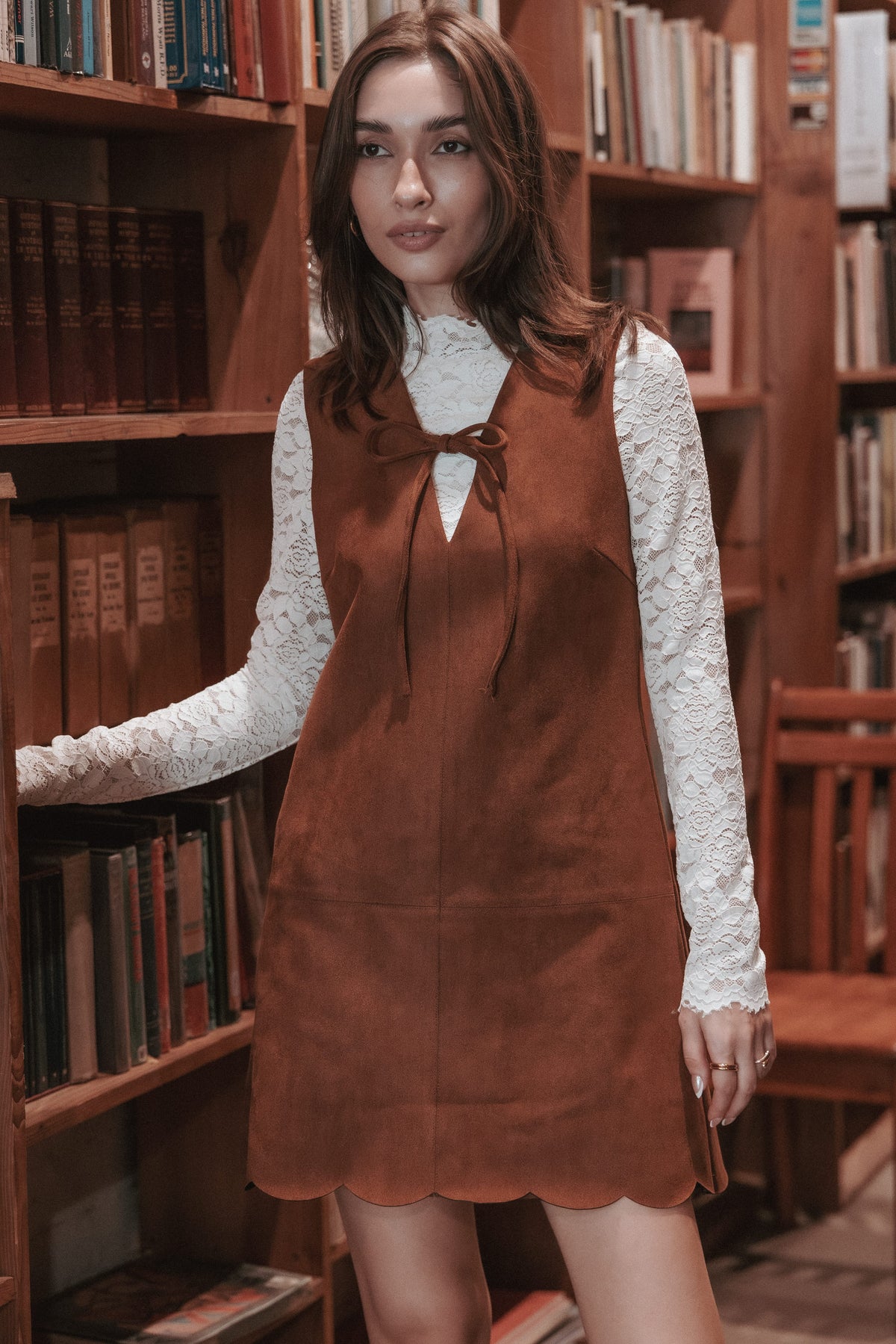 DRESSES Jonty Scallop Hem Mini Dress - Copper Tan