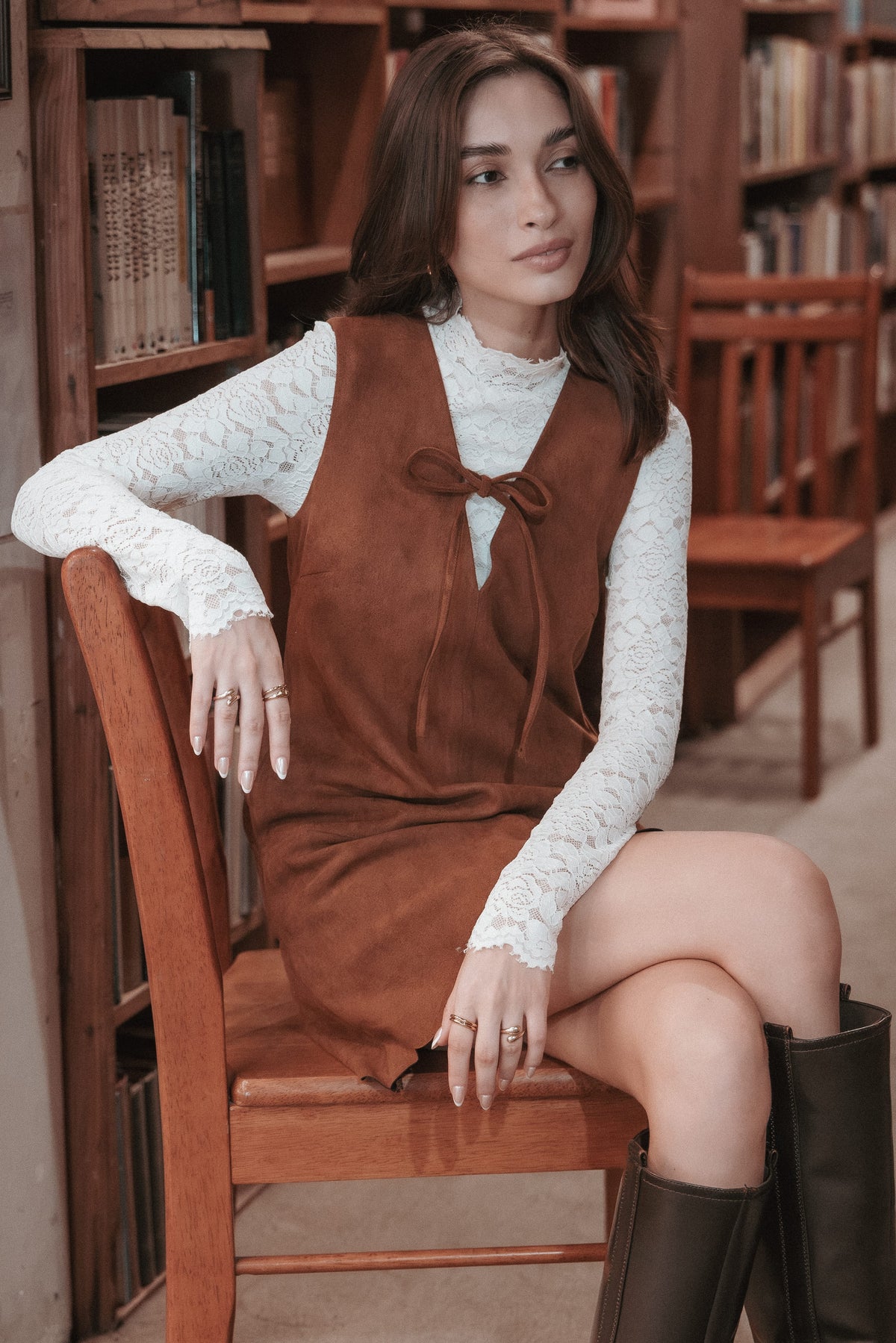 DRESSES Jonty Scallop Hem Mini Dress - Copper Tan