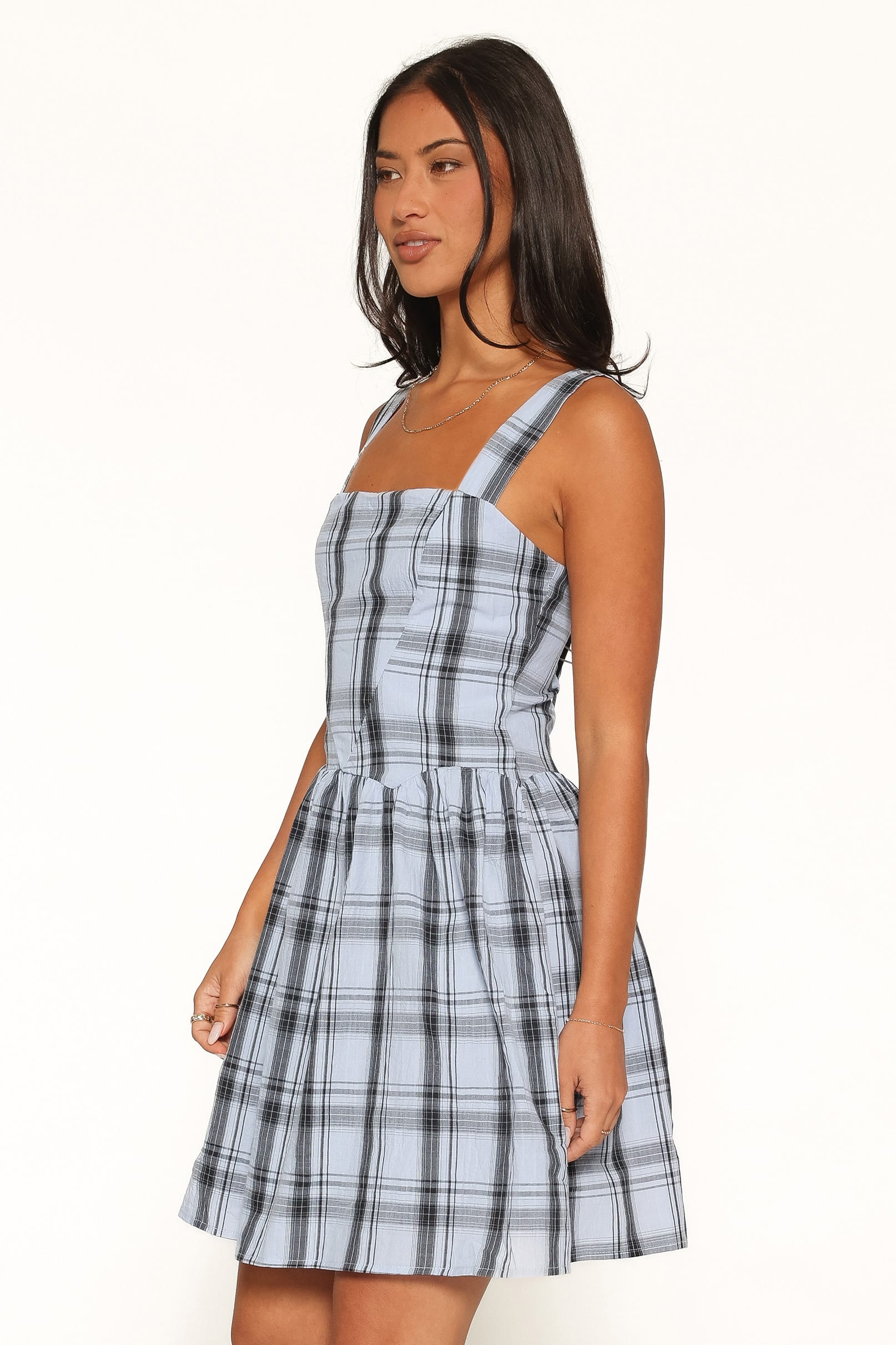 DRESSES Kepler Mini Dress - Icy Blue Plaid