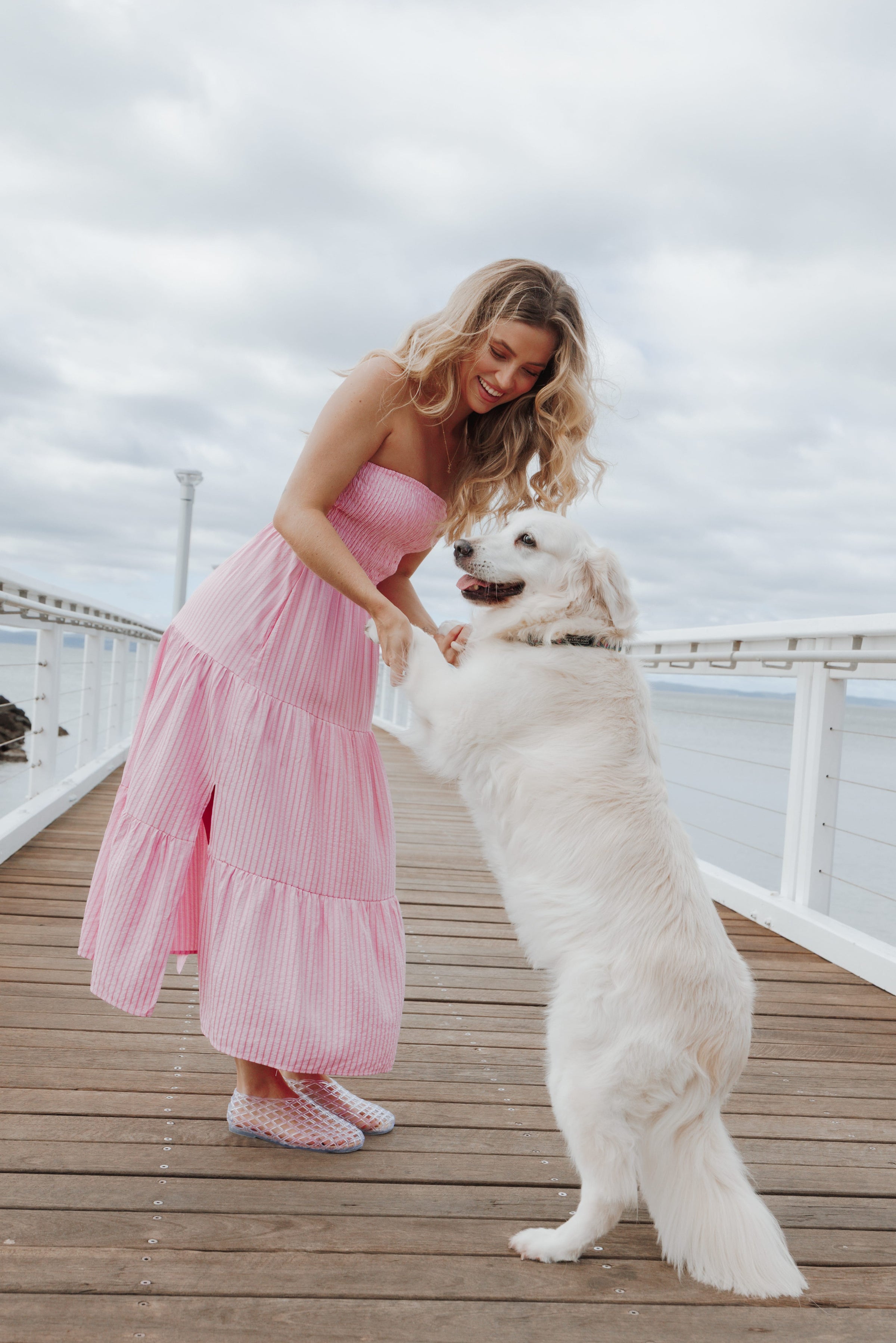 DRESSES Maisie Strapless Midi Dress - Pink Stripe
