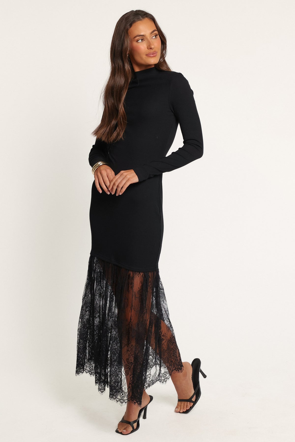 DRESSES Noelani Lace Sweater Maxi Dress - Black
