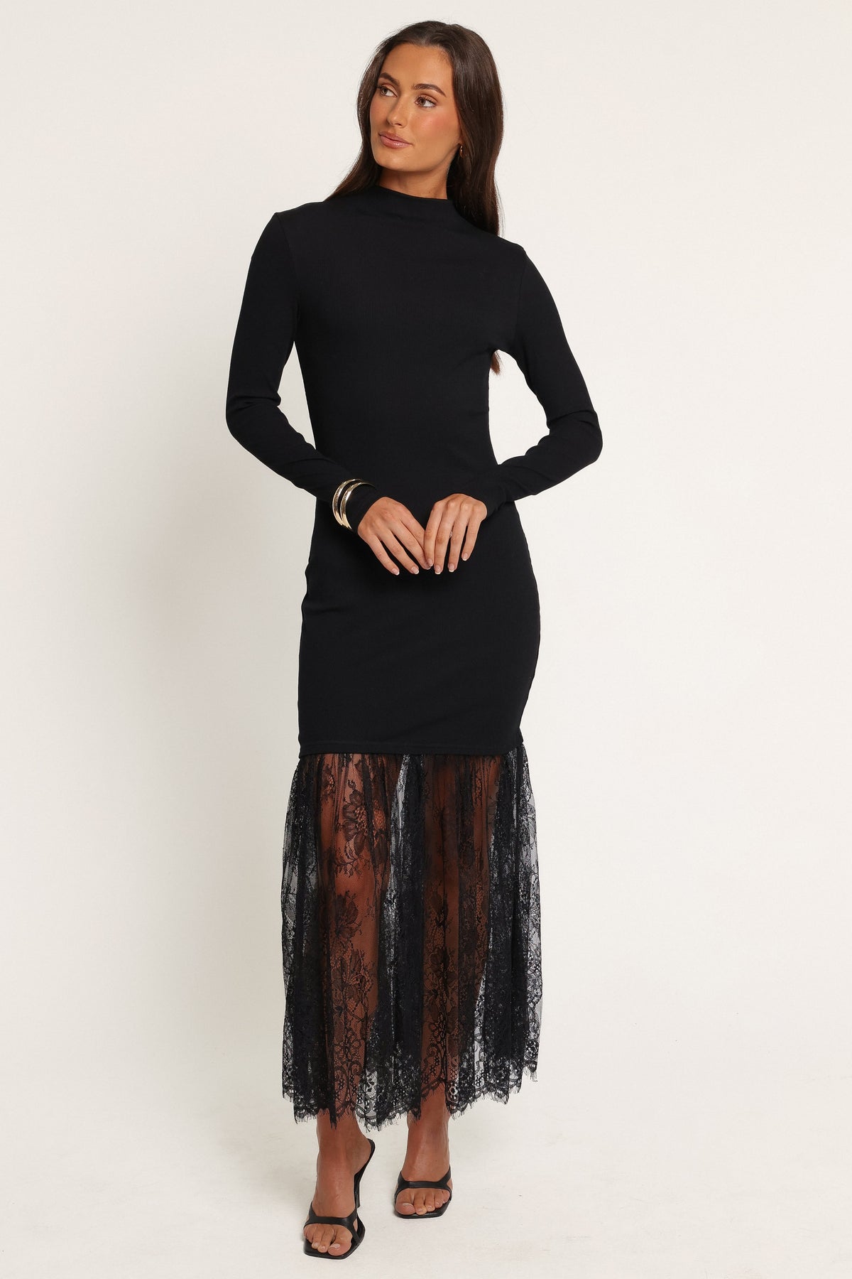 DRESSES Noelani Lace Sweater Maxi Dress - Black