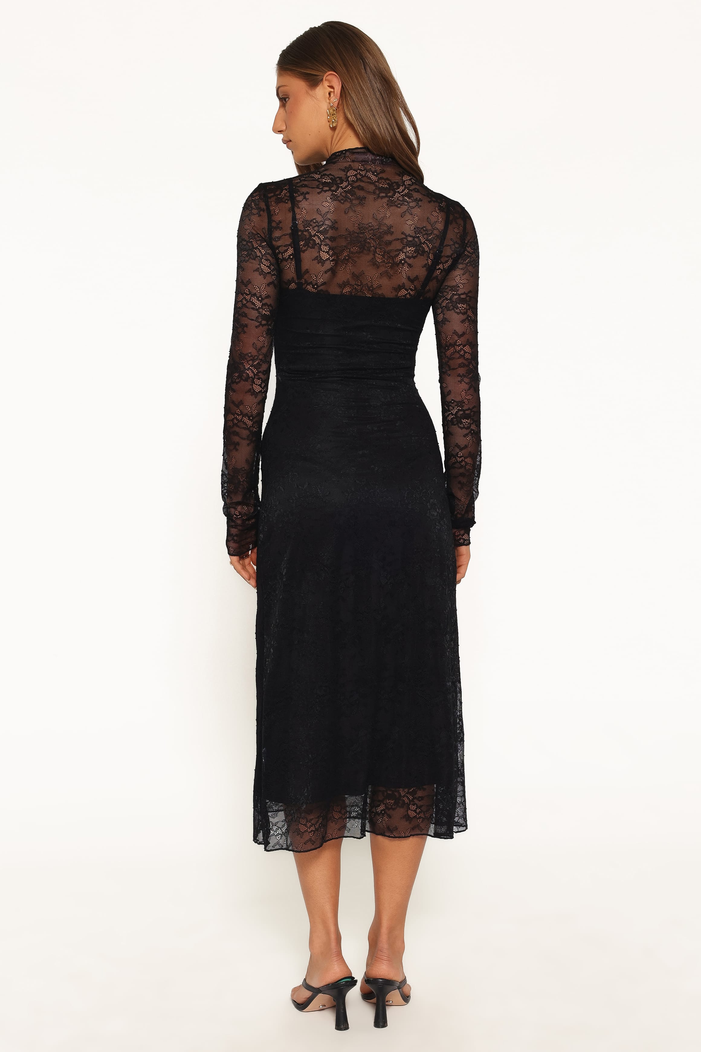 DRESSES Tammy Long Sleeve Lace Midi Dress - Black