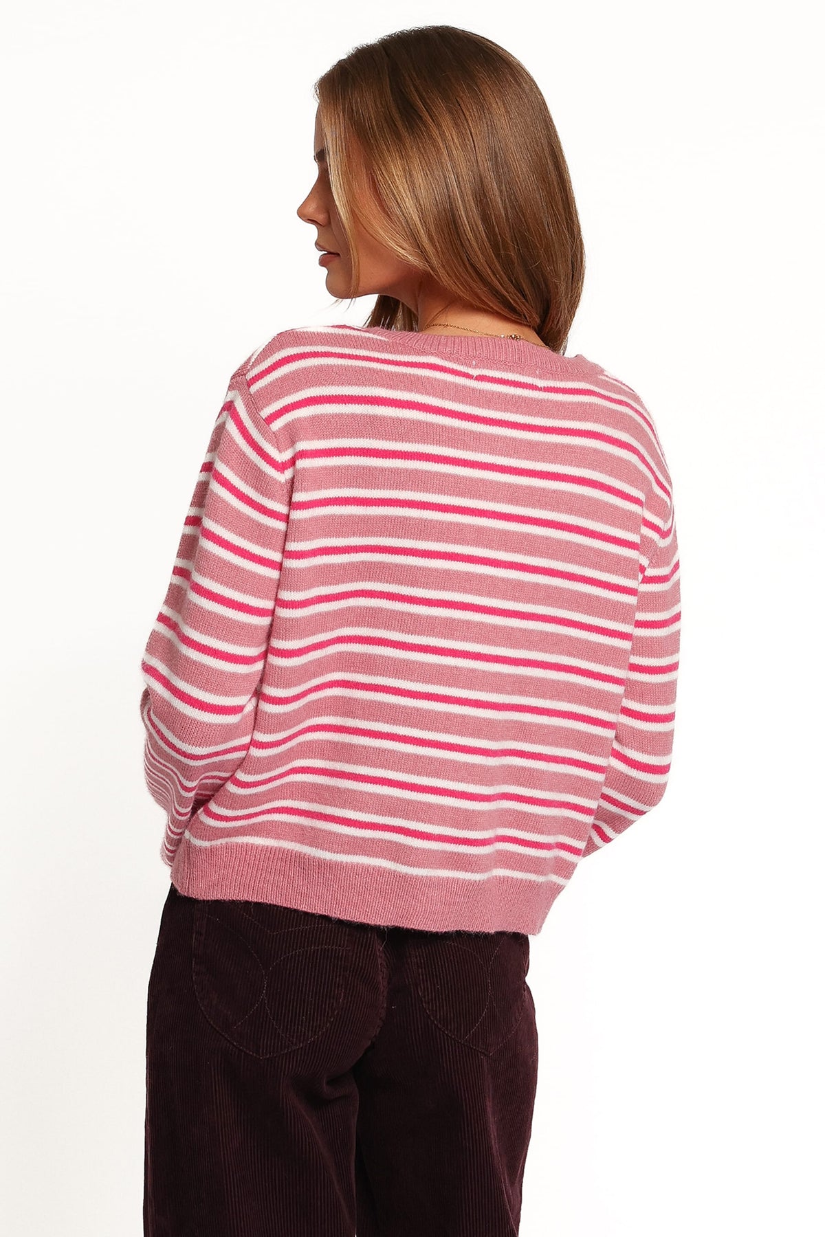 KNITWEAR Brynn Cardigan - Pink Stripe