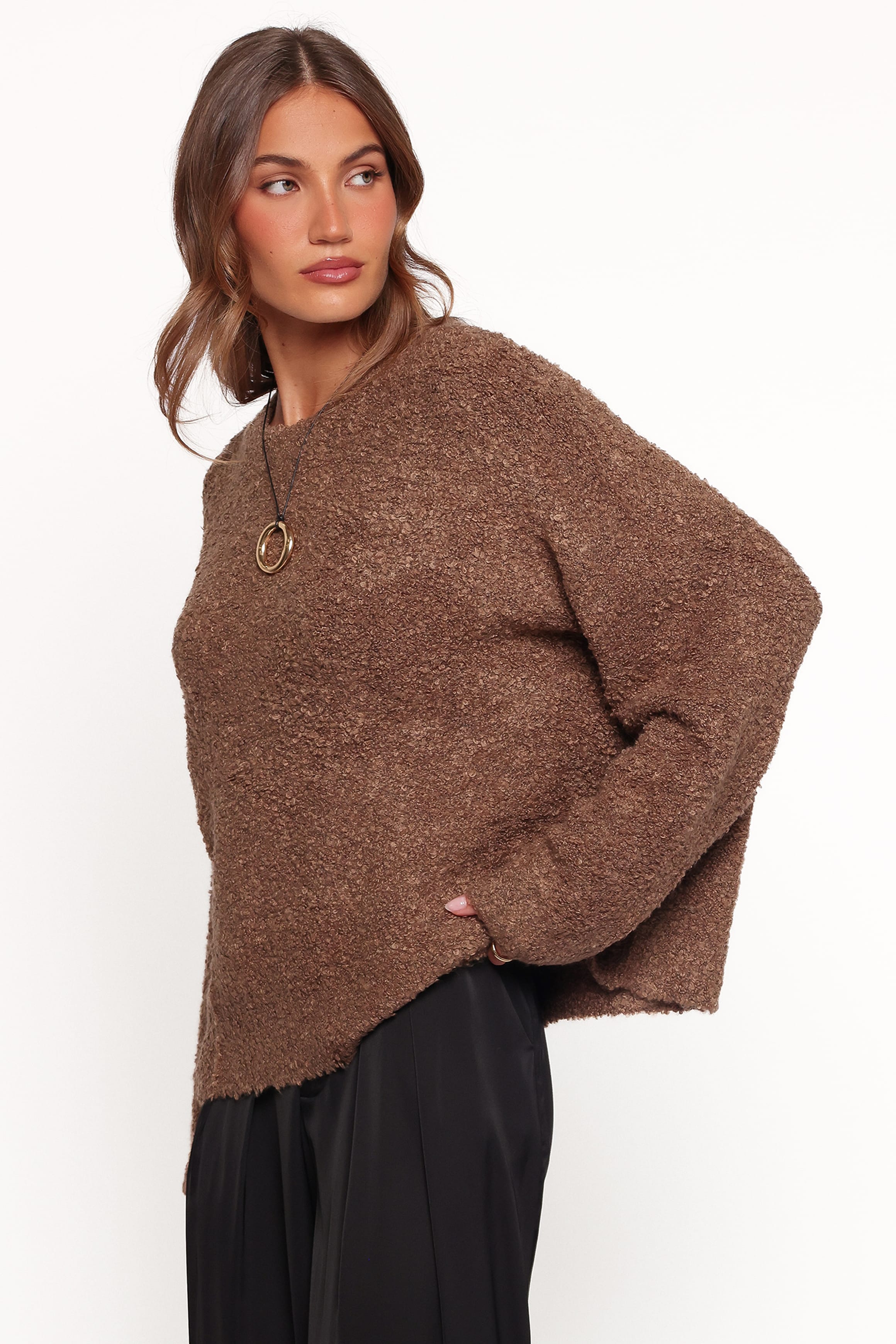 KNITWEAR Freida Boucle Knit Sweater - Brown