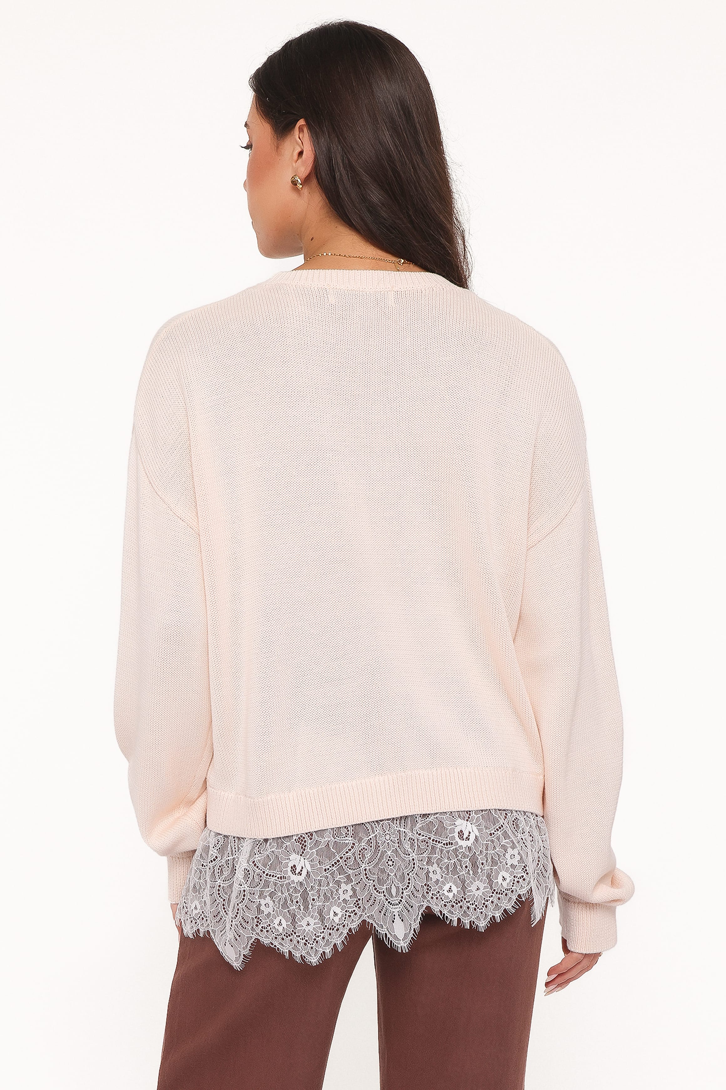 KNITWEAR Mabel Lace Trim Sweater - Cream White