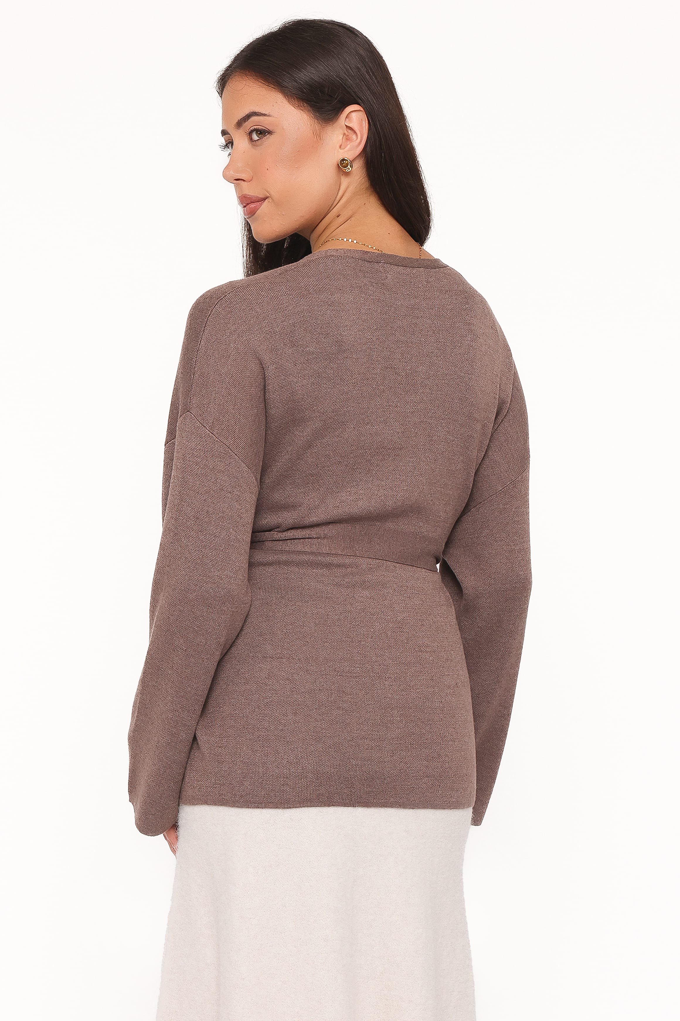 KNITWEAR Mallory Wrap Cardigan - Brown