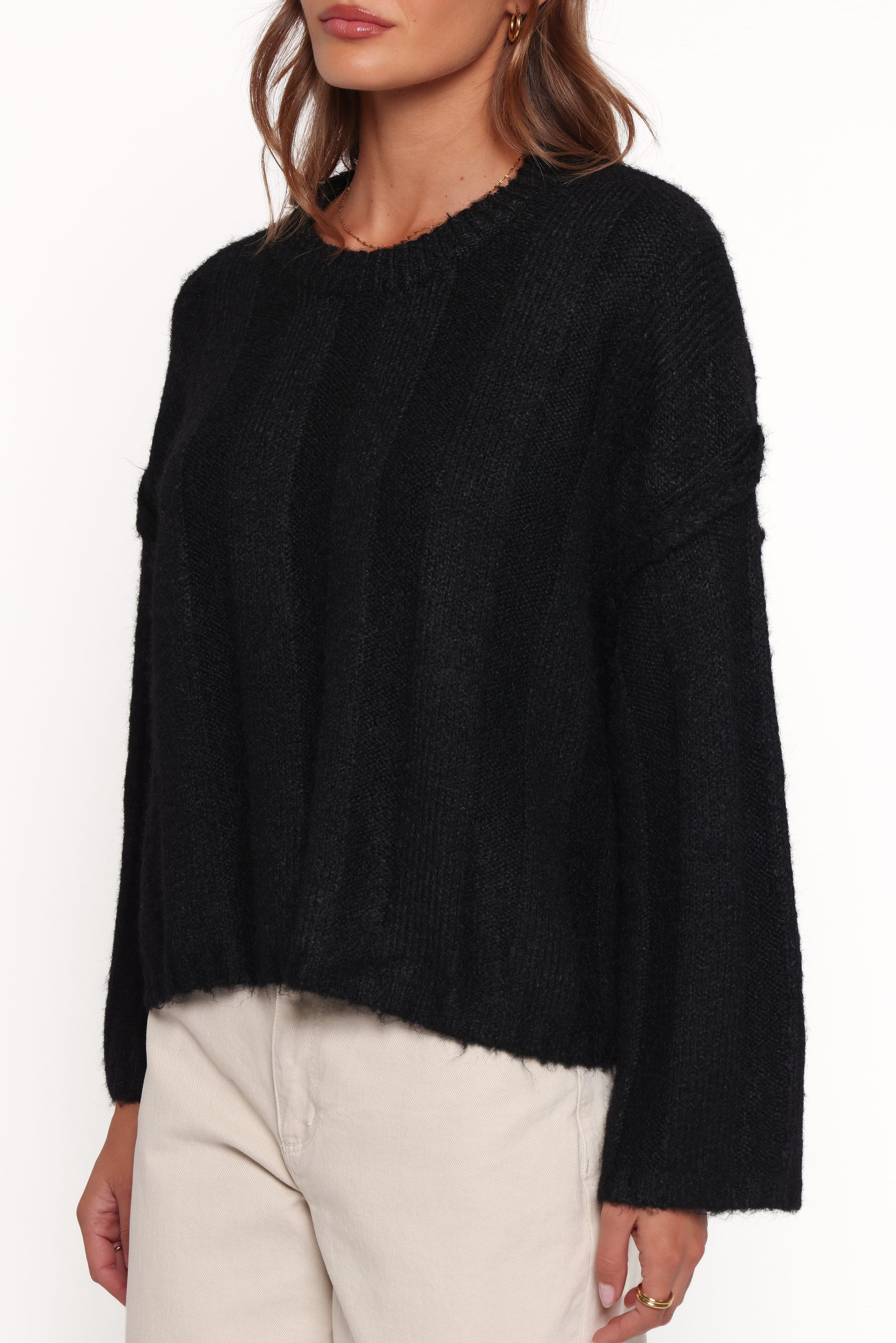 KNITWEAR Mayven Boxy Wide Rib Sweater - Black