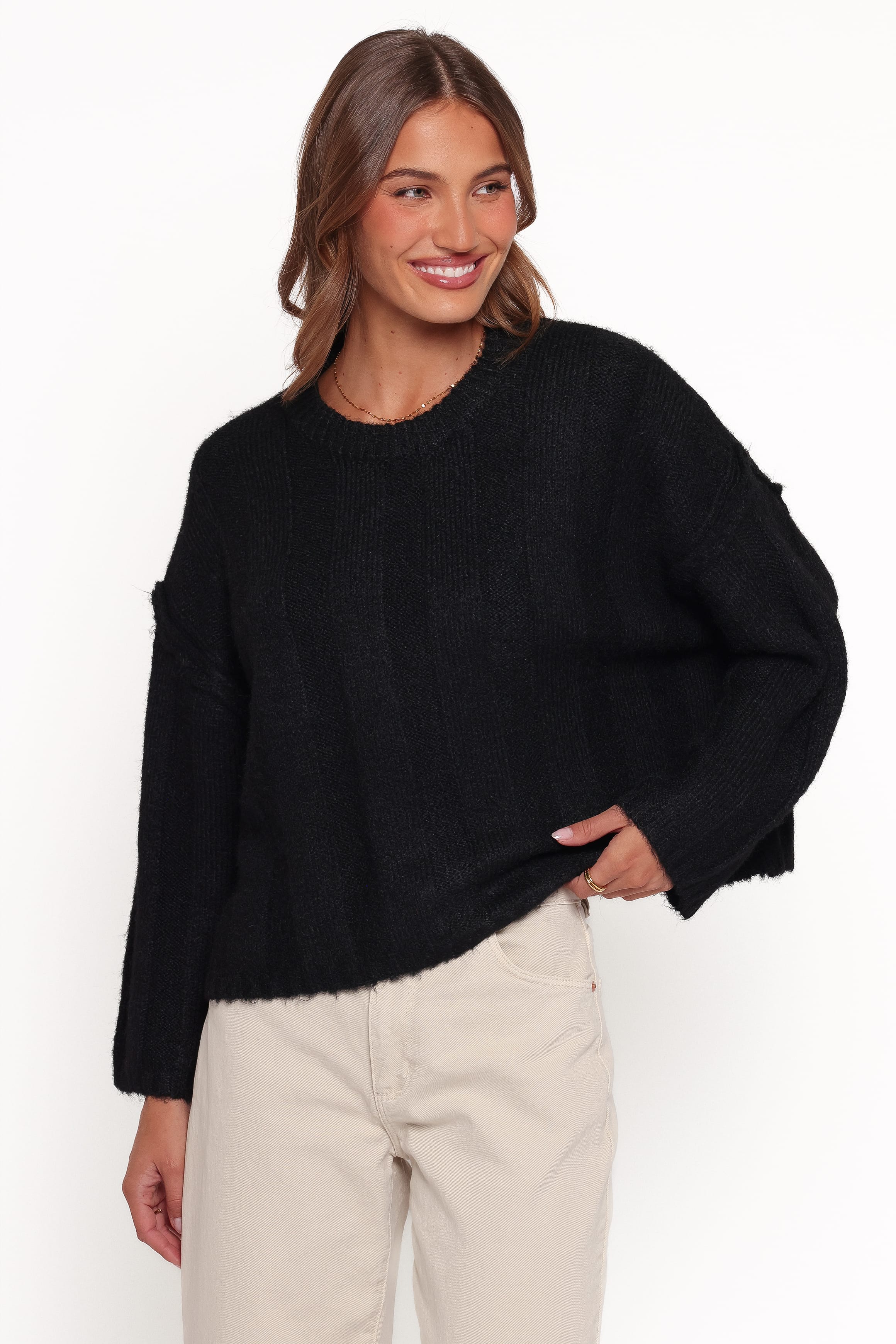 KNITWEAR Mayven Boxy Wide Rib Sweater - Black