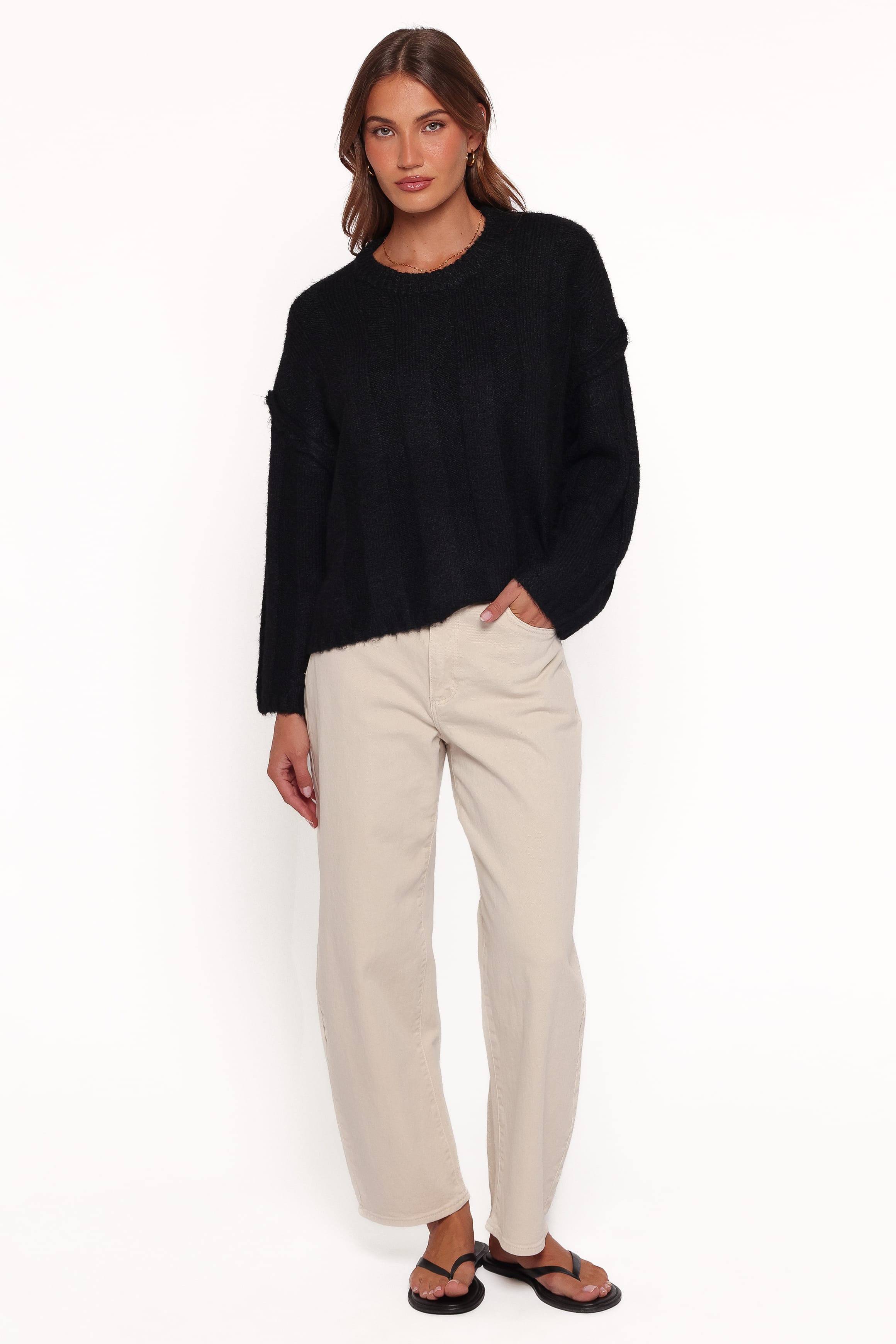 KNITWEAR Mayven Boxy Wide Rib Sweater - Black