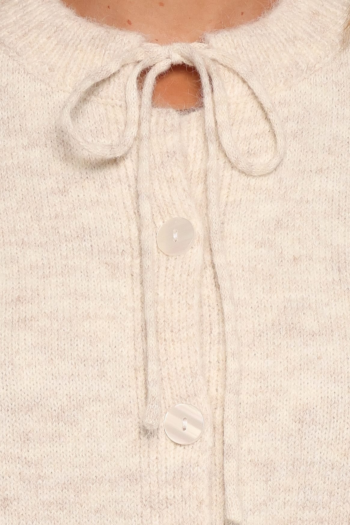 KNITWEAR Rita Tie Cardigan - Beige Marle