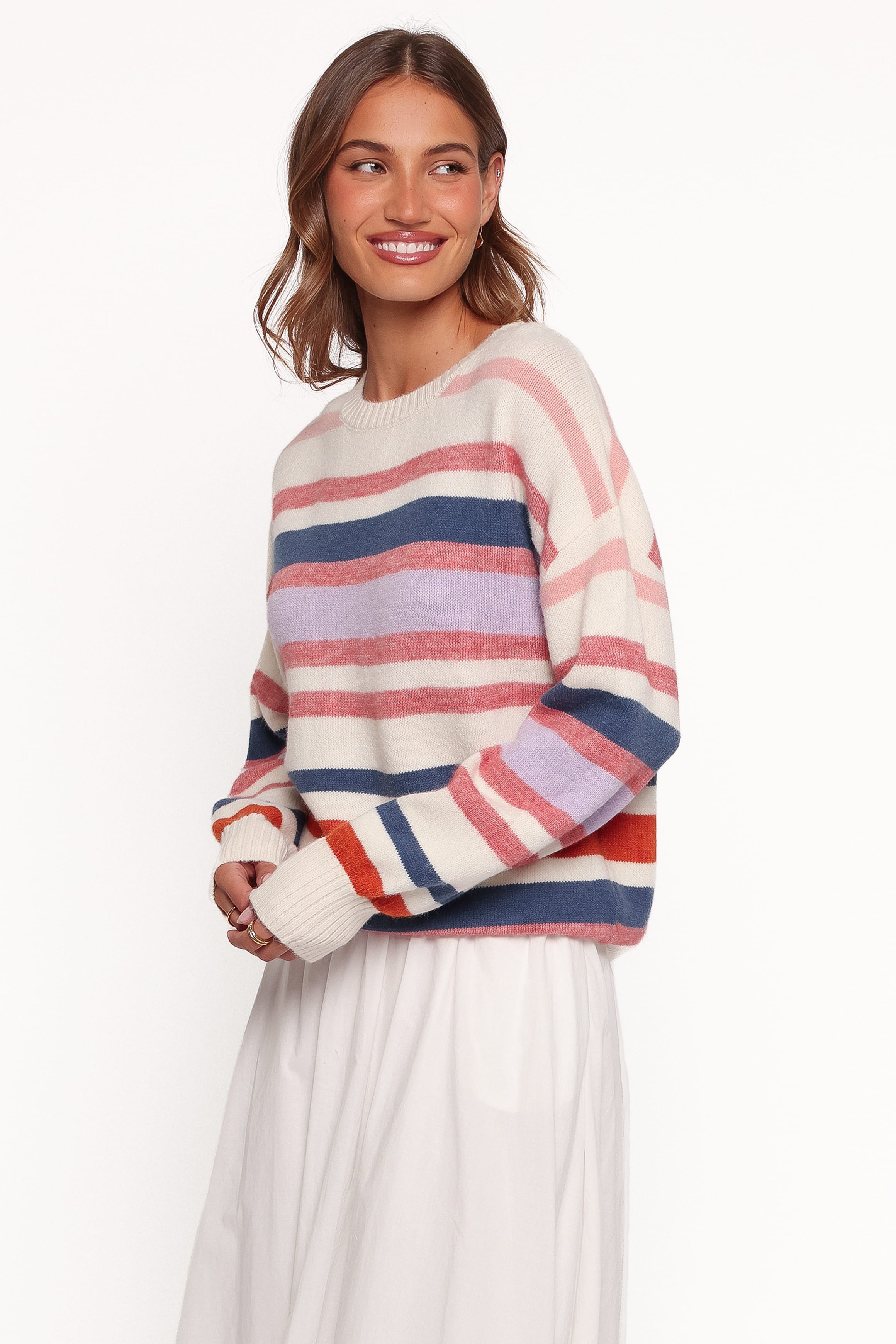 KNITWEAR Saski Knit Sweater - Cream Multi Stripe