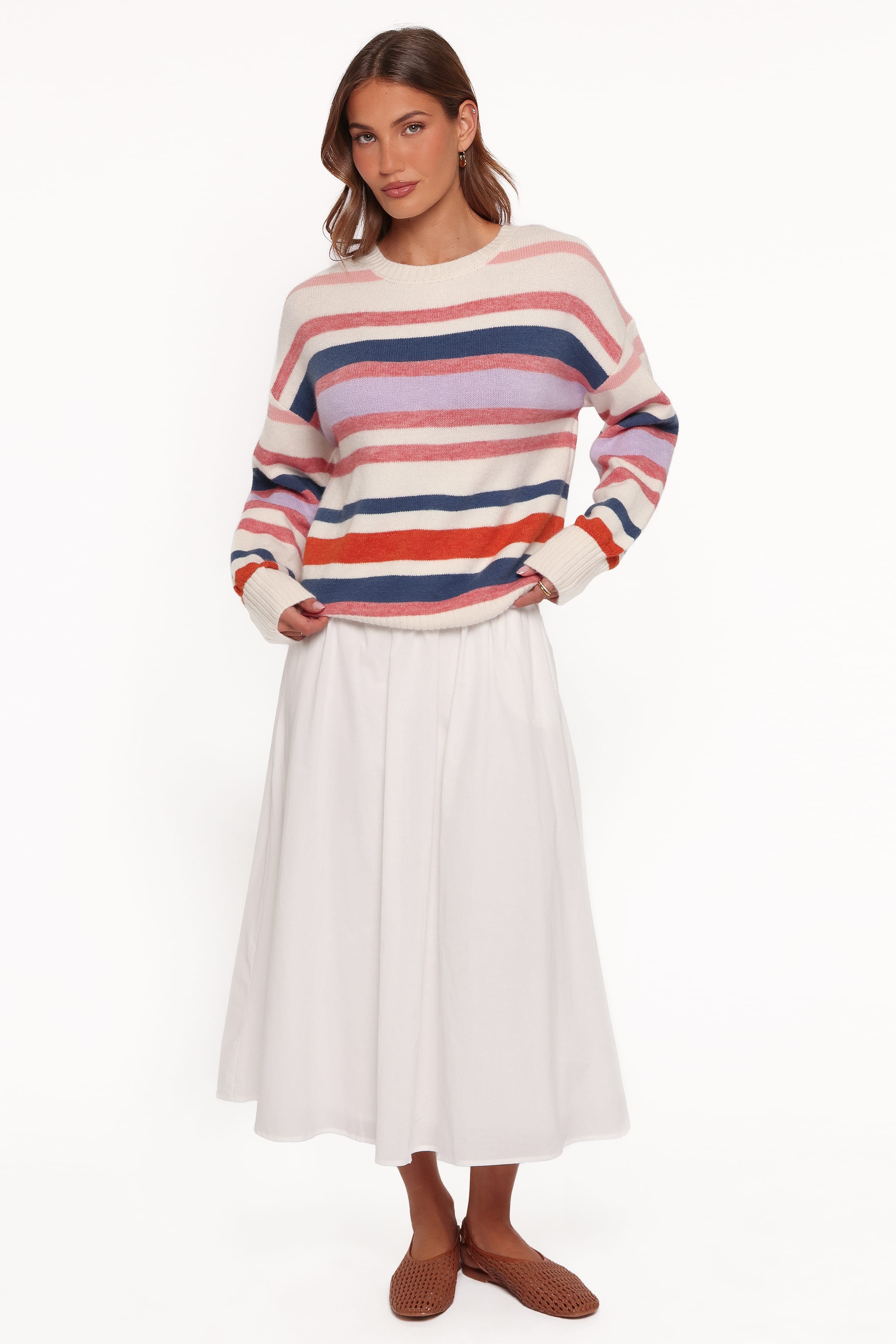 KNITWEAR Saski Knit Sweater - Cream Multi Stripe
