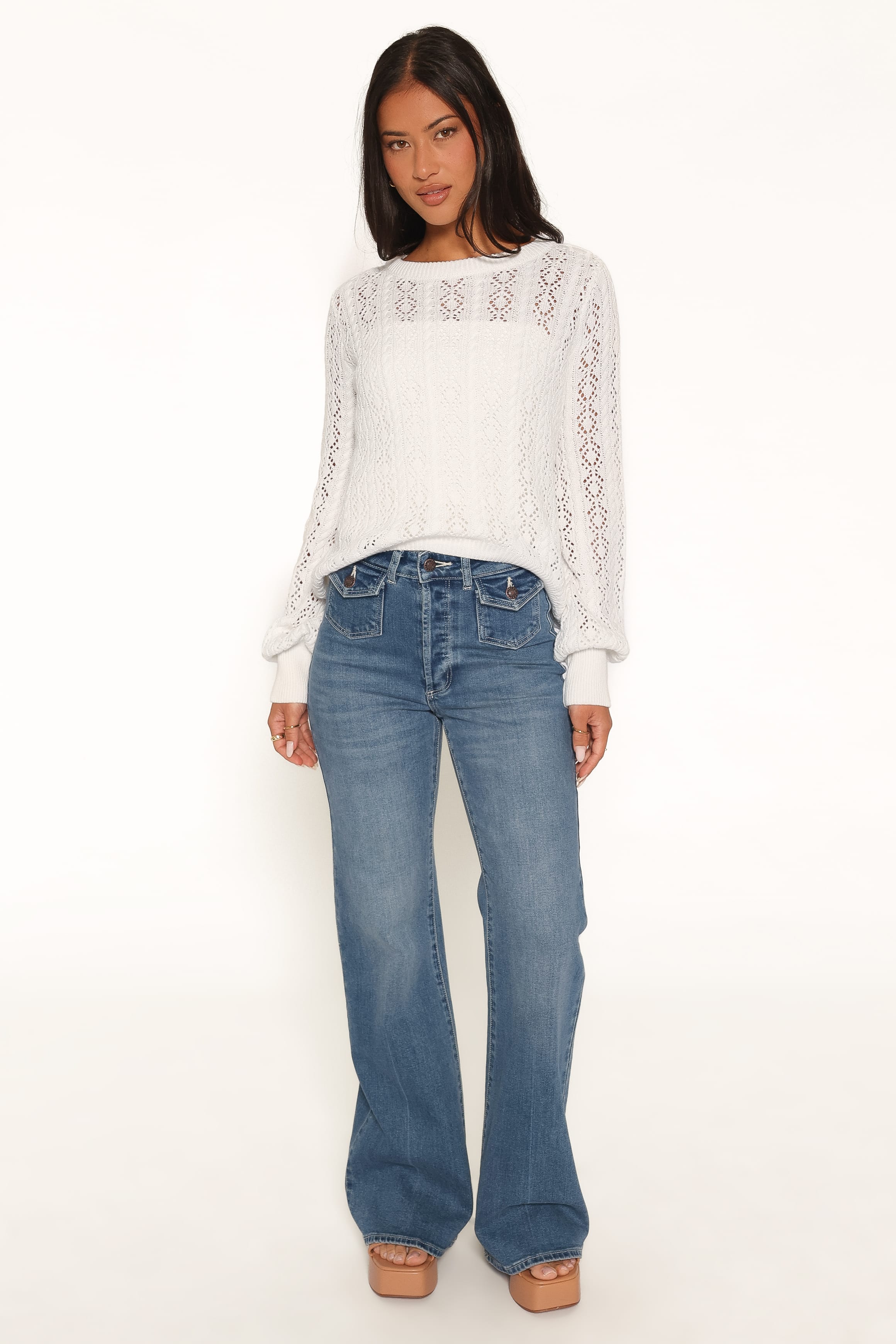 KNITWEAR Tyler Pointelle Sweater - White