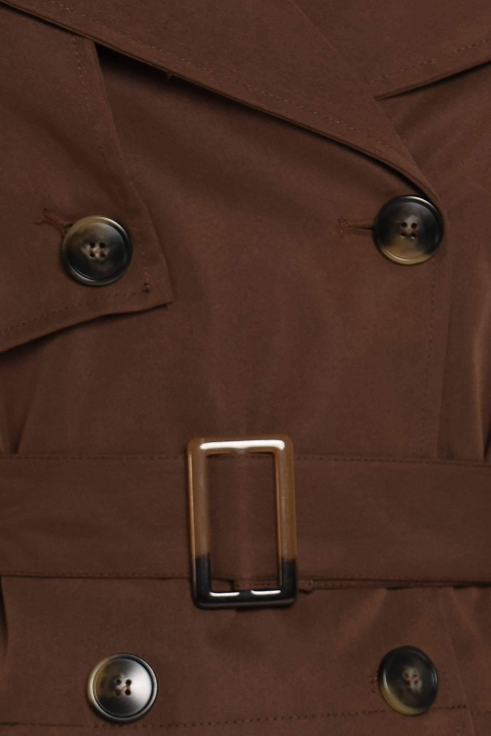 OUTERWEAR Charlie Cropped Trench Coat - Dark Brown