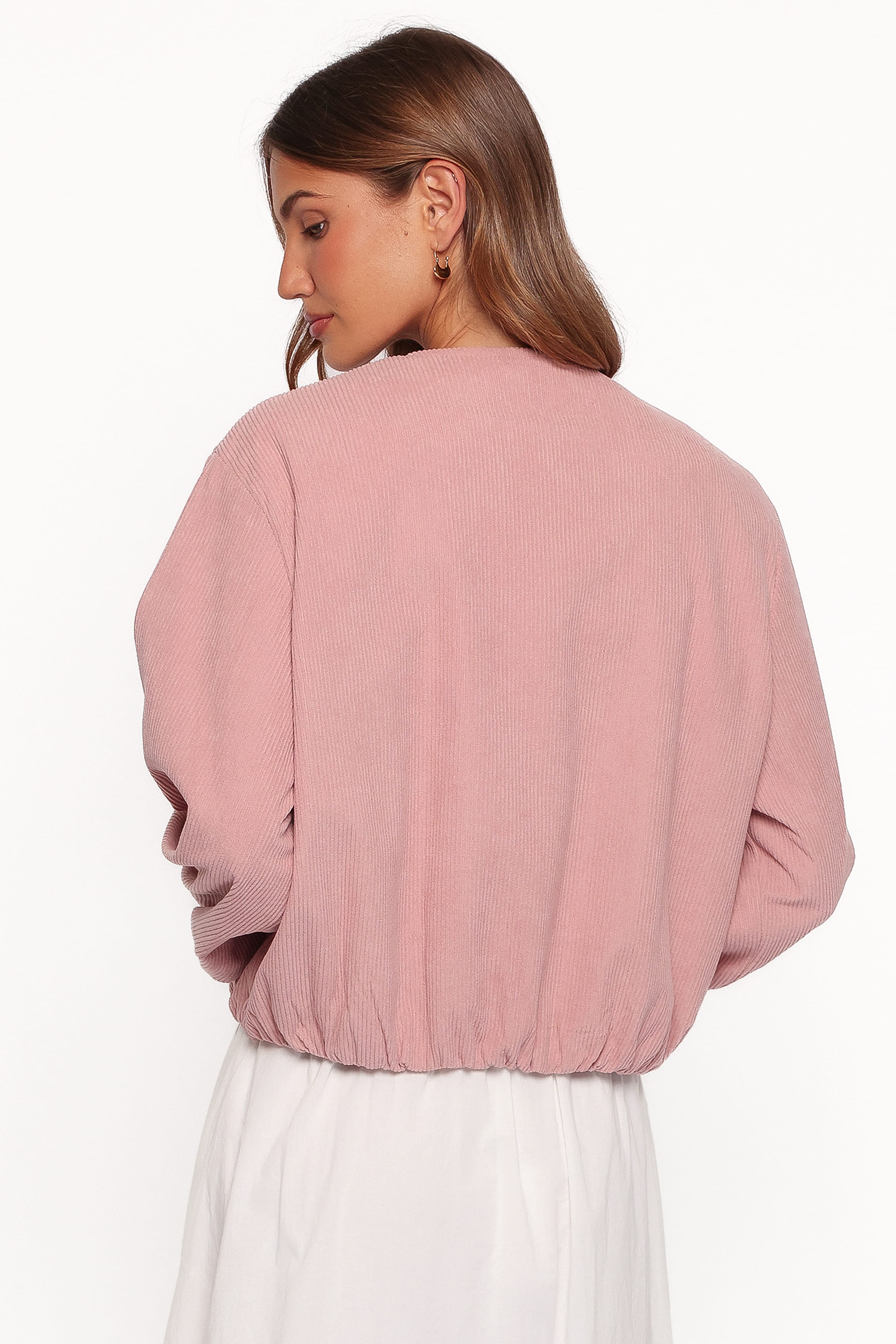 OUTERWEAR Elisa Cropped Bomber - Dusty Pink Corduroy