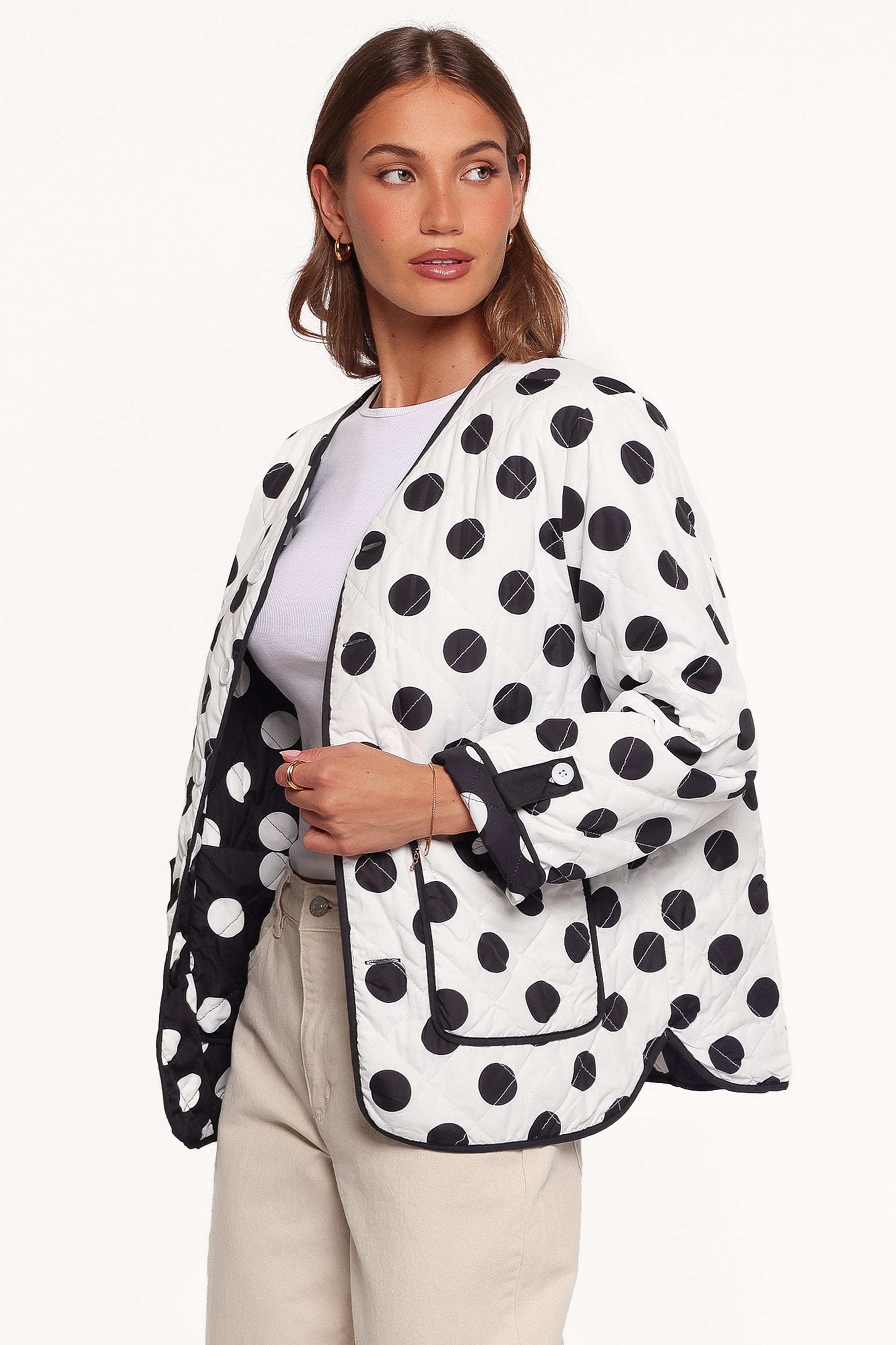 OUTERWEAR Immy Reversible Puffer Jacket - Black/White Dot