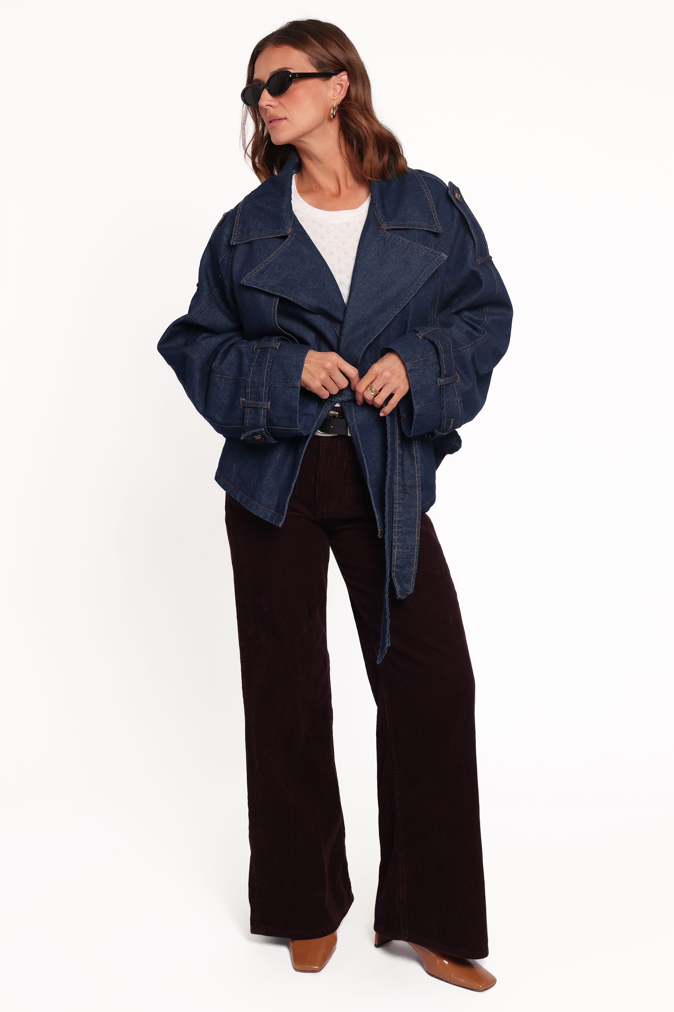 OUTERWEAR Miranda Cropped Denim Trench - Indigo Wash