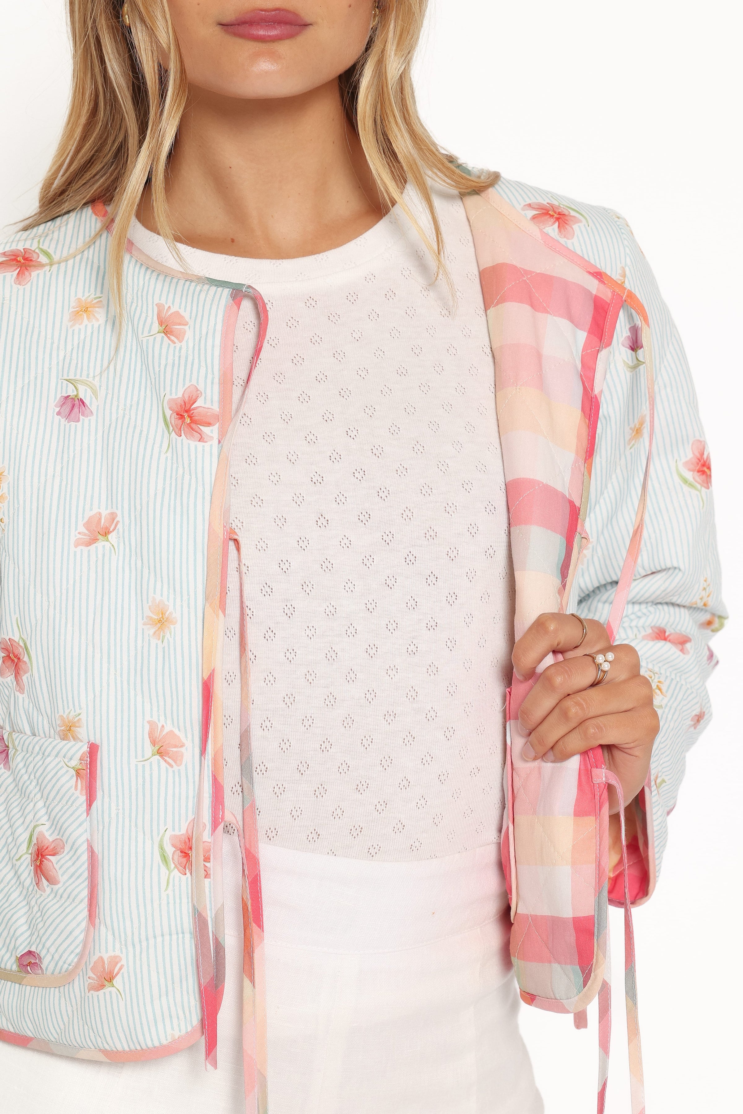 OUTERWEAR Percy Reversible Quilted Jacket - Blue Garden Stripe